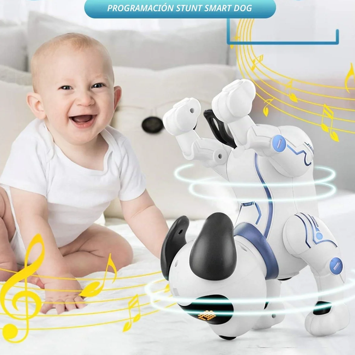 fisca Robot perro teledirigido para niños RC-Stunthund-robot juguete con canto, baile, habla, juguete inteligente programable interactivo para niños de 3 a 12 años