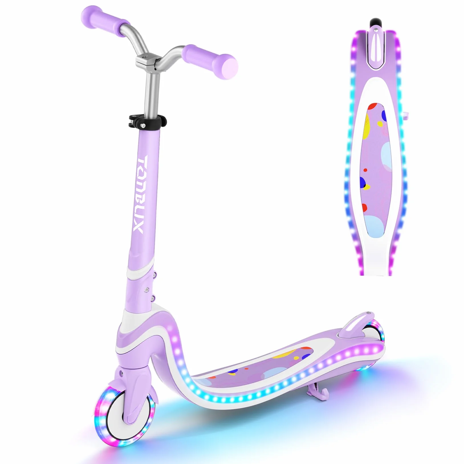 TONBUX Patinete Niños de 3 a 12 Años con Cubierta Iluminada y Ruedas de Poliuretano, 3 Niveles de Altura Ajustable con Soporte, Ligero, Patinete para Niños de 3 Años