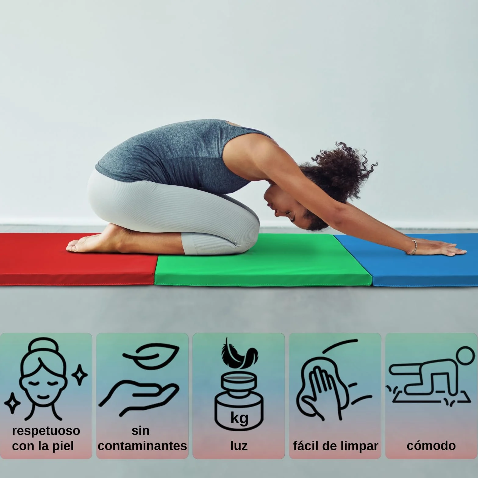 ALPIDEX Esterilla de gimnasia 180 x 60 x 3,2 cm plegable suelo deportiva hogar