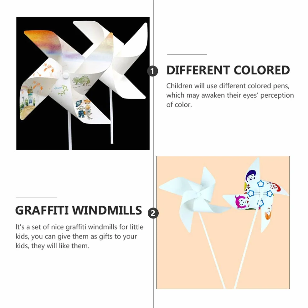 TOYANDONA 24 piezas para hacer tus propios molinos de viento, bricolaje, pintura, manualidades, molinete en blanco, juguete para la escuela, trabajo, manualidades en casa