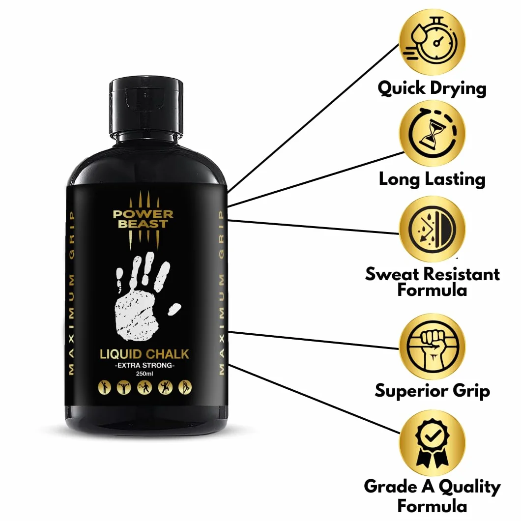 Magnesio Líquido, Tiza Líquida, Agarre Extremo 250ML+50ML para Cross Training, Calistenia, Halterofilia