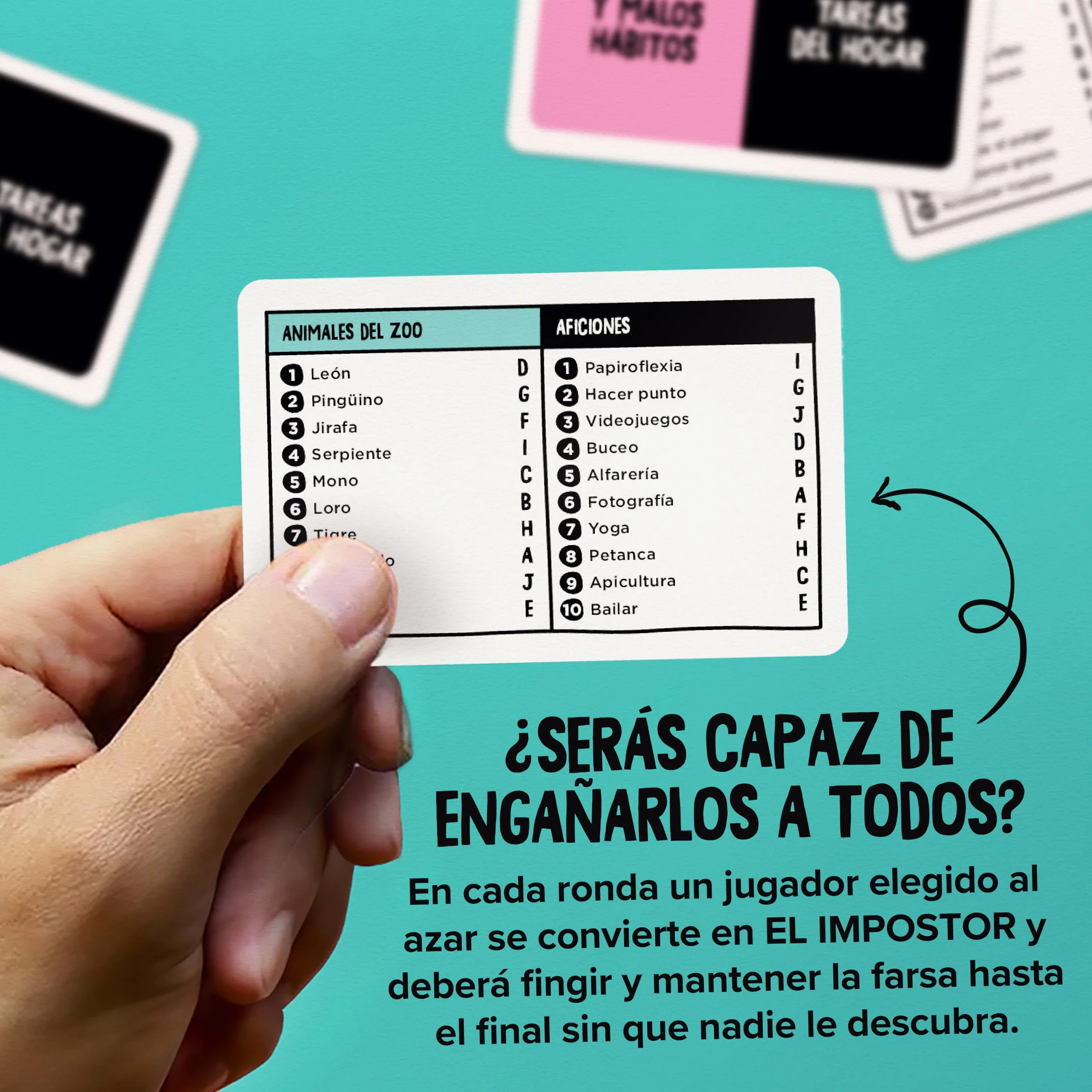 Gamely El Impostor | Divertido Juego de mímica e identidades secretas en Formato de Bolsillo – mentiras, conjeturas y Gestos discretos para Adultos, jóvenes y familias (Segunda Edición)