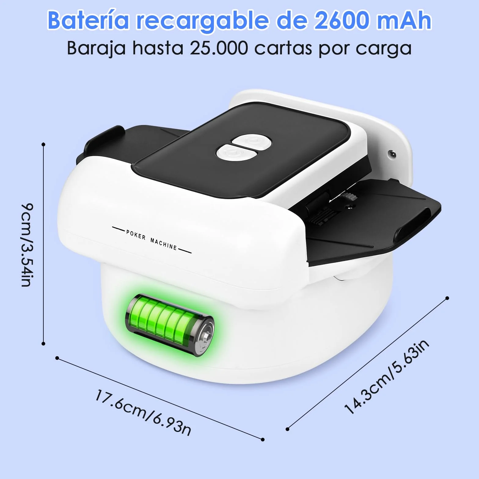 Barajador de Cartas Automático Recargable para 1-2 Barajas, Bajo Ruido, Póquer, UNO, Blackjack