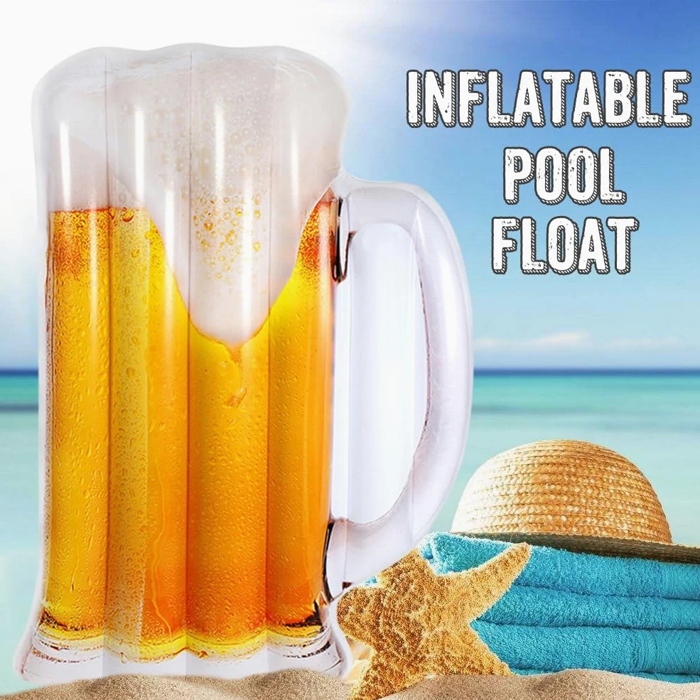 Generisch Cama flotante para piscina – 182 cm – Tumbona hinchable de PVC | Cómodo colchón de agua en forma de cerveza para piscina Lake Beach | Cama de piscina – Diversión de verano para adultos