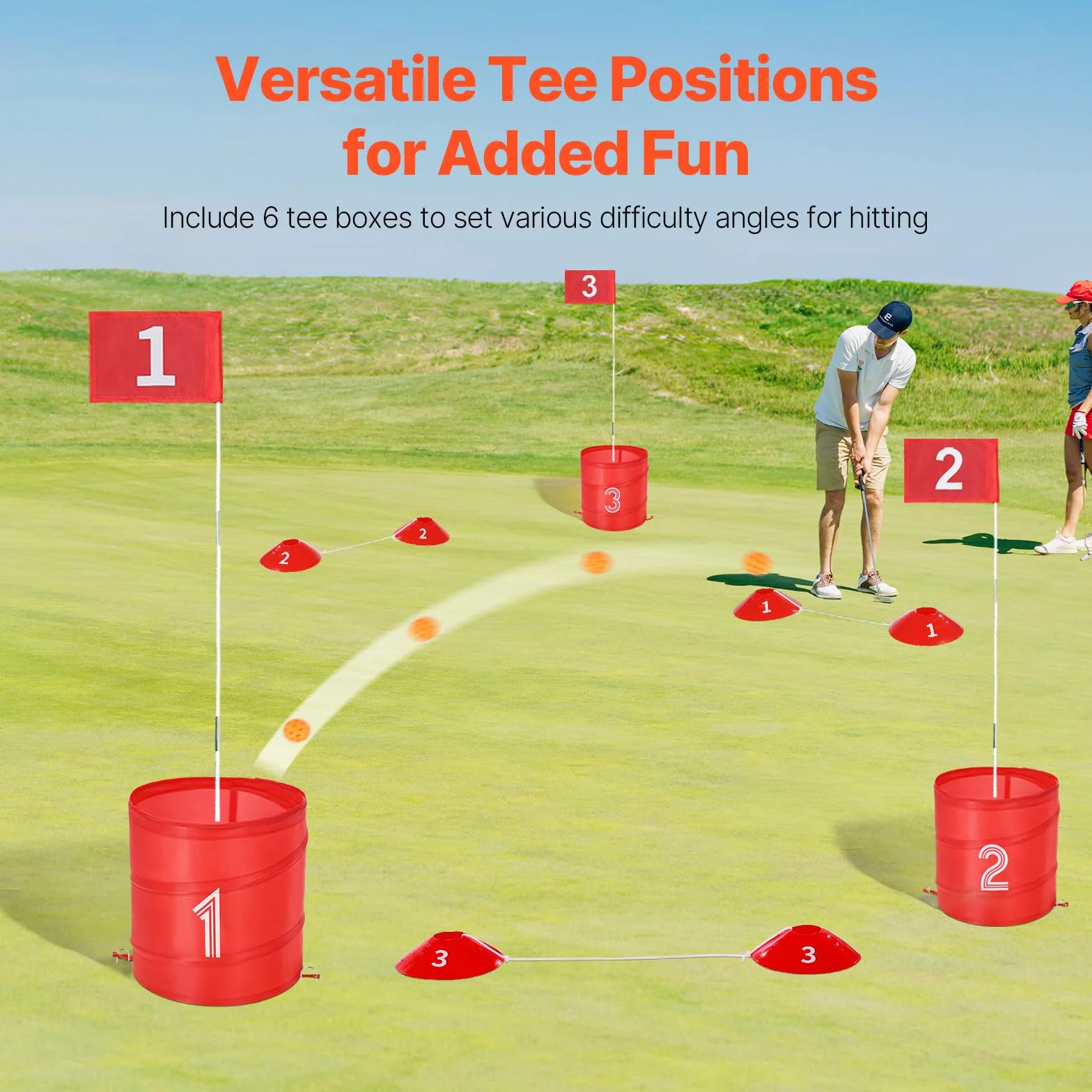 VEVOR Juego de Golf para Patio Campo de Golf de 6 Hoyos Juego de Práctica de Golf con Baldes Juego de Golf para Familias Juego de Golf Portátil para Exteriores para Césped, Patio, Campamento