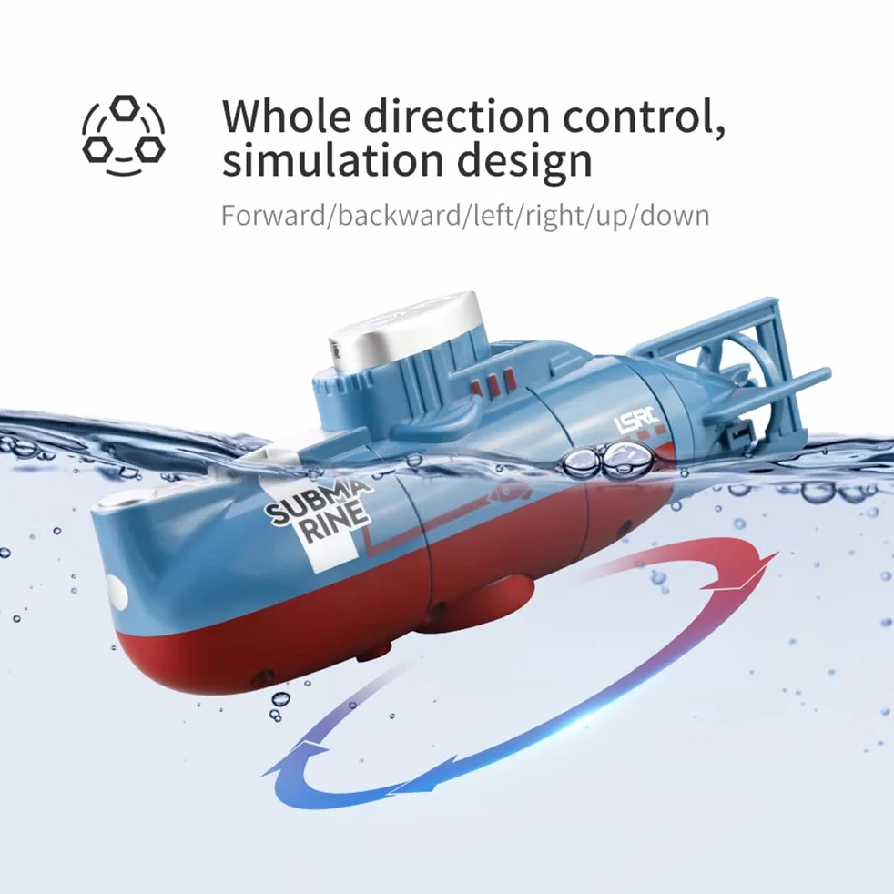 Mini Submarino de Juguete RC, 6 Canales de Control Remoto bajo el Agua, Barco de Buceo, Modelo de Juguete eléctrico, Juguete Educativo para niños, Regalo para niños