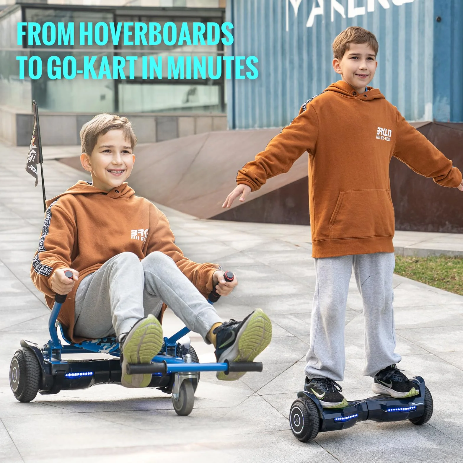EVERCROSS EV2 Hoverboards con Asiento - 5.2 Ah Batería, 15 km/h, Música Bluetooth, Luces de Pedal de 7 Colores, Carga máxima 85 kg, Hover Board con Hoverkart para Niños, Adolescentes y Adultos Negro