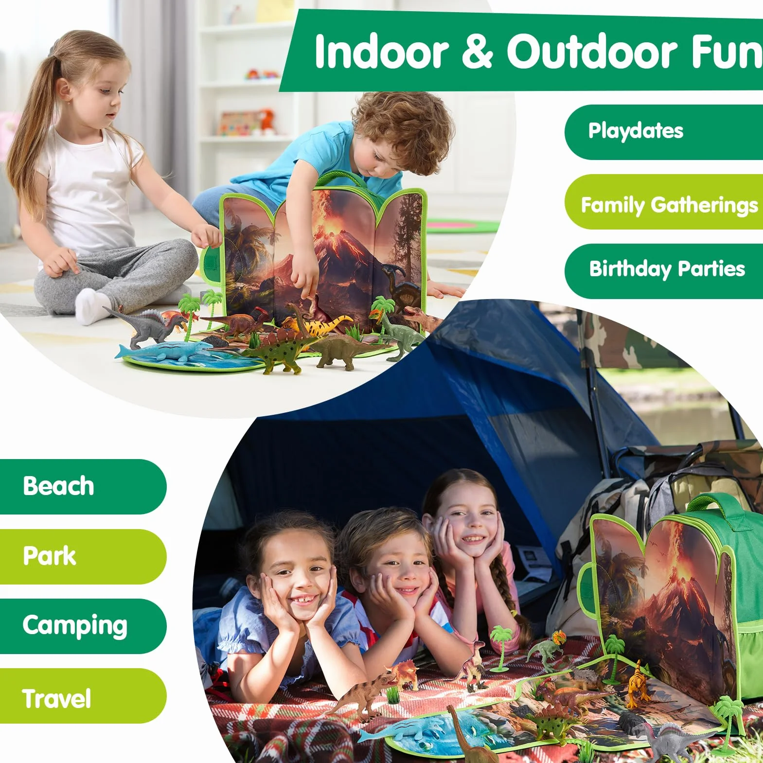 Mochila Infantil Dinosaurios 12 piezas Juguetes Niños 3-6 años COCO&Friends Cartas Tapete Juego