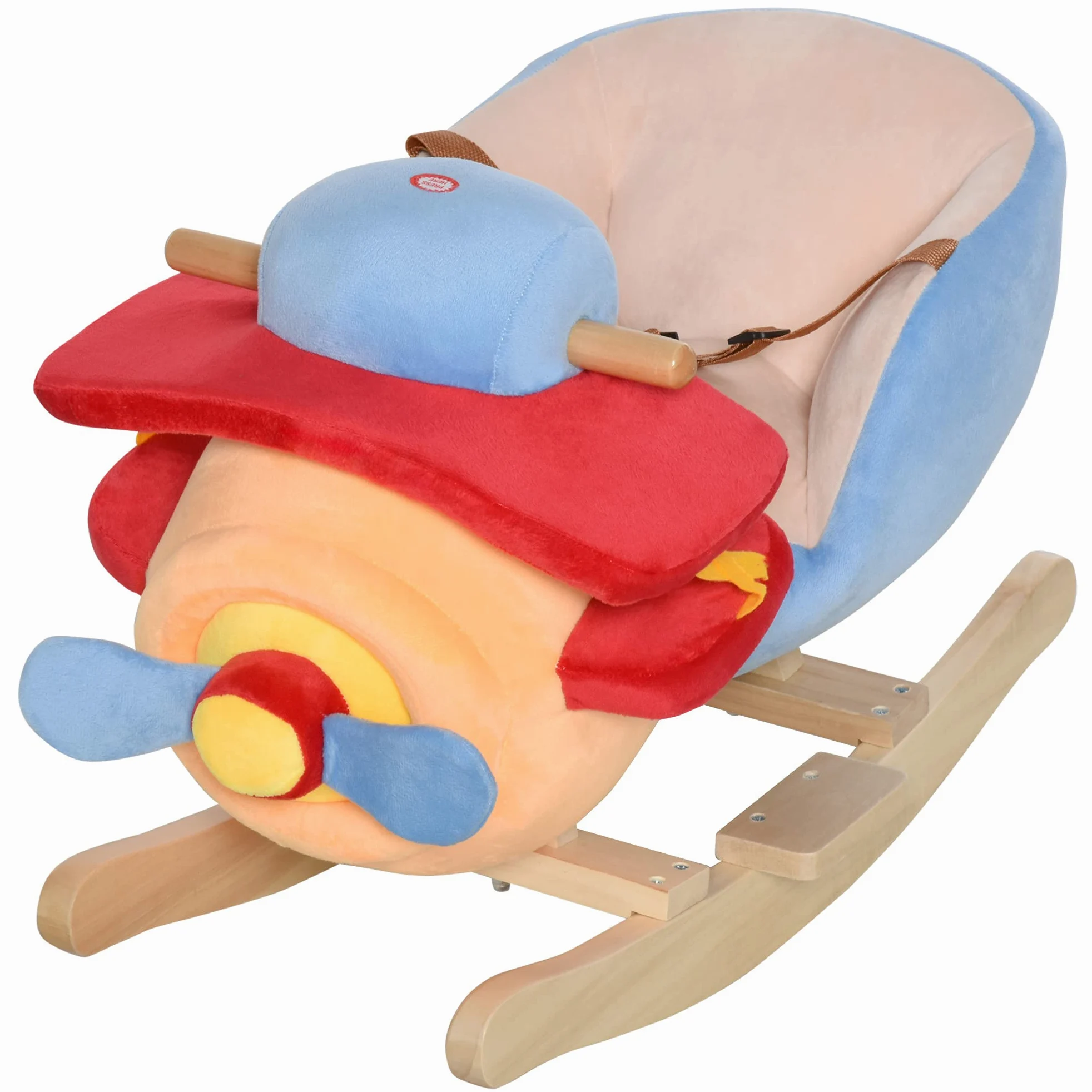 HOMCOM Caballo Balancin Niño Avion Peluche+Musica Cinturon Seguridad Caballito Infantil