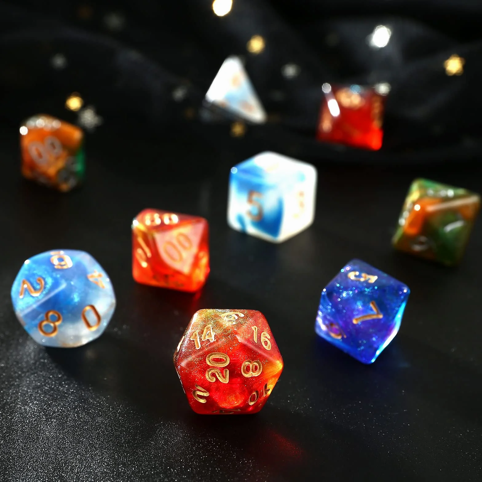 GWHOLE 6 Conjuntos Dados de rol（42 Piezas） Dado Poliédrico Professional para Juegos de Mesa, Dungeons y Dragons DND RPG MTG Juegos de rol con Bolsa Negra Portátil