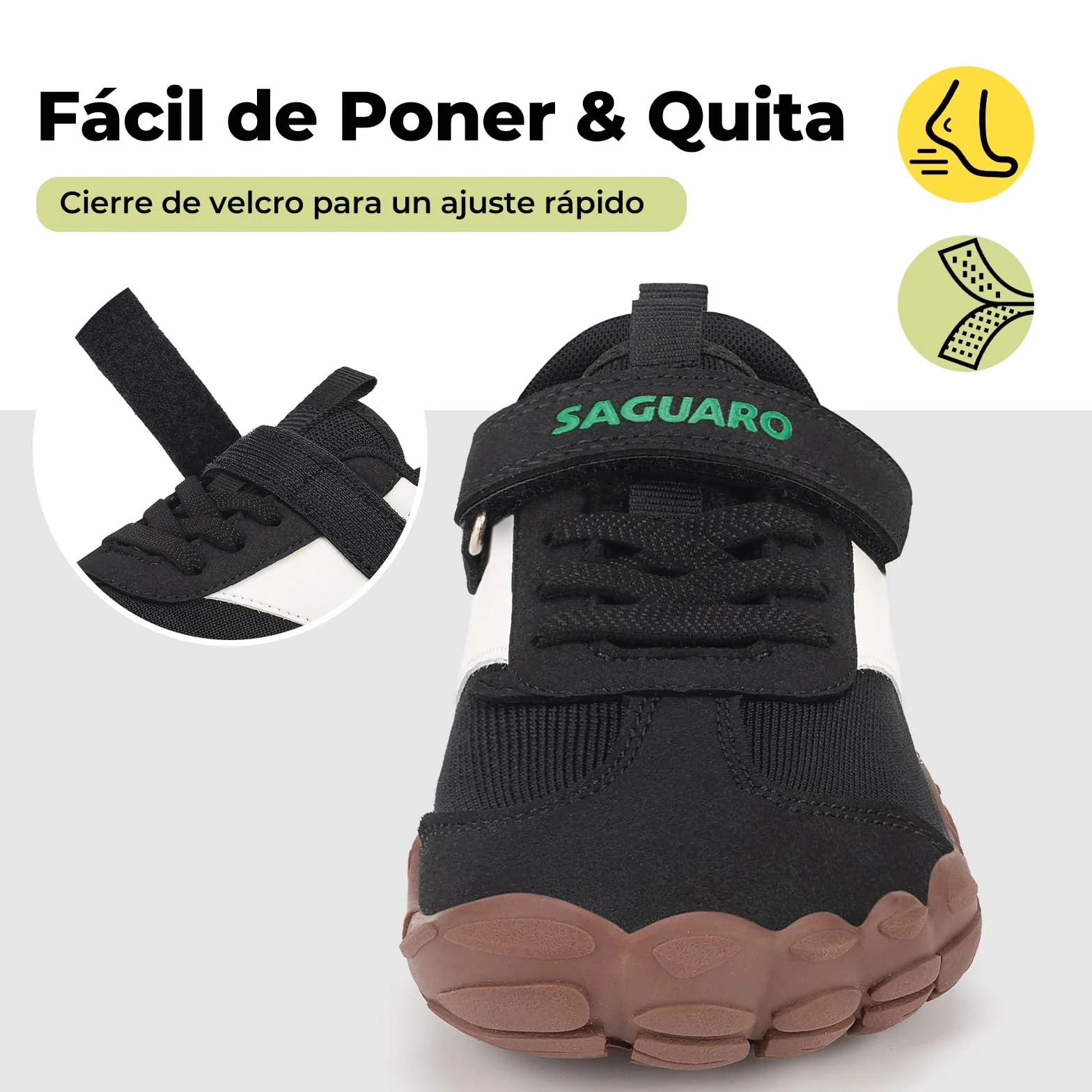 SAGUARO Zapatillas Barefoot Niños Niña Sneakers Minimalista Puntera Ancha Gr.25-36