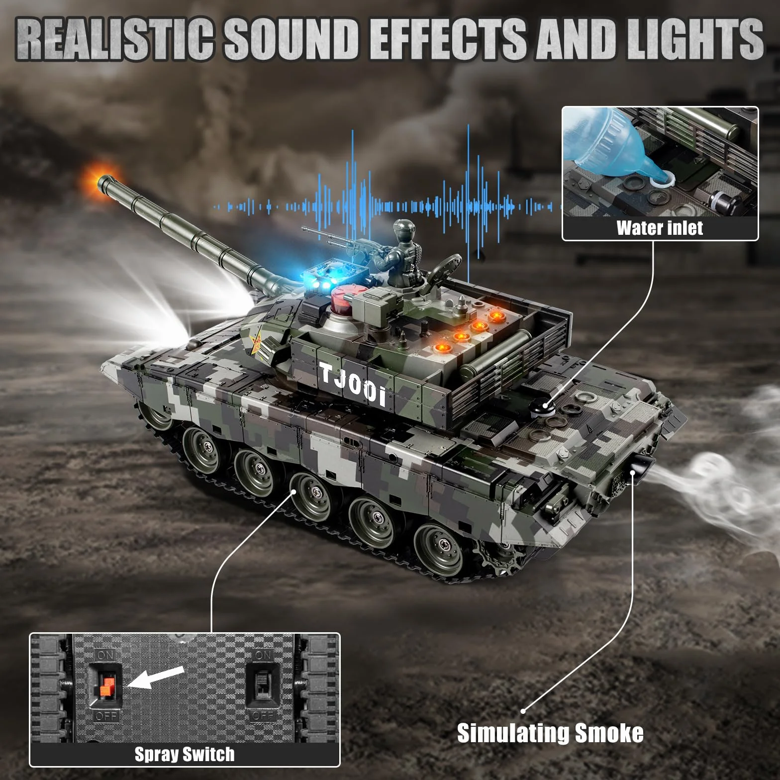 Supdex Tanque Control Remoto 1/24, Tanques Radiocontrol China 99 VS Russian T90, 2,4 GHz Tanque de Guerra con Luz y Humo, Efectos de Sonido, Juguetes de Tanque Apto para Niños a Partir de 6 Años