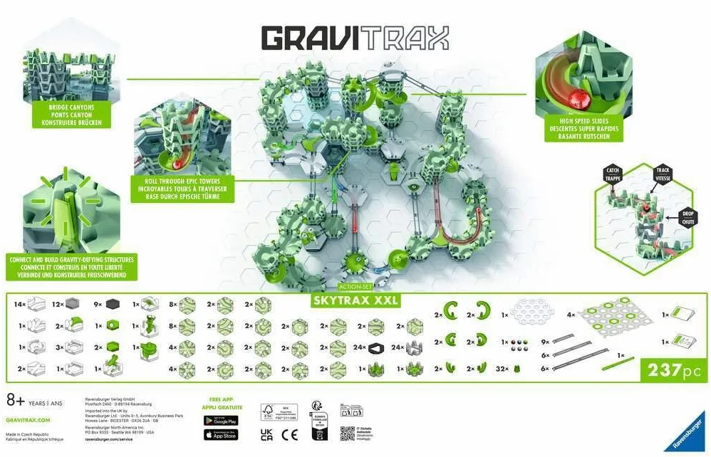 El Set de acción GraviTrax XXL Skytrax de Ravensburger, un Innovador Sistema de Pistas de Bolas con un Nuevo diseño y Funciones, Juguetes de construcción y Carreras de mármol a Partir de los 8 años,