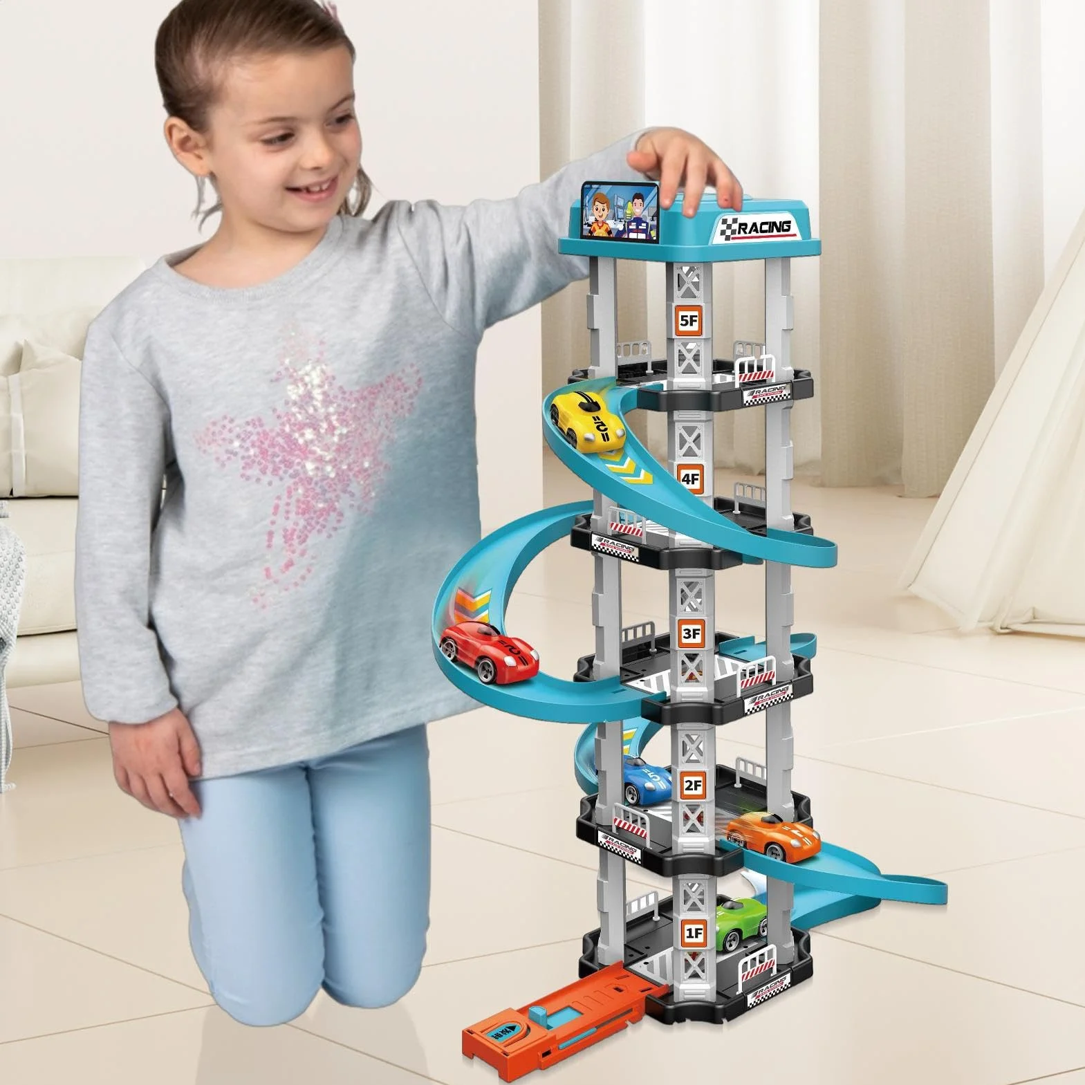 Montaje rampa Coche Carreras | Garaje Aparcamiento Coches | Juguetes Montaje Pistas Coches Varias Plantas | Vehículo Interactivo rampa Spiral estacionamiento Juguetes educativos