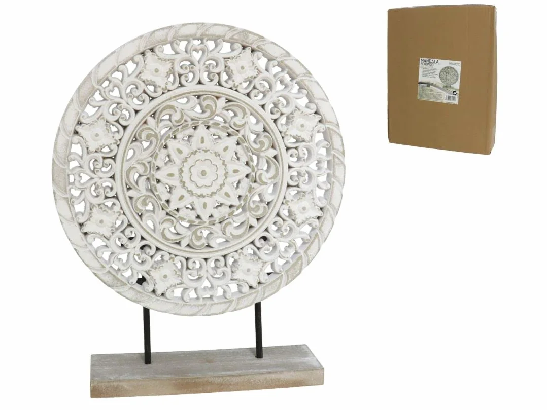 Mandala Redonda Con Soporte Madera 25cm