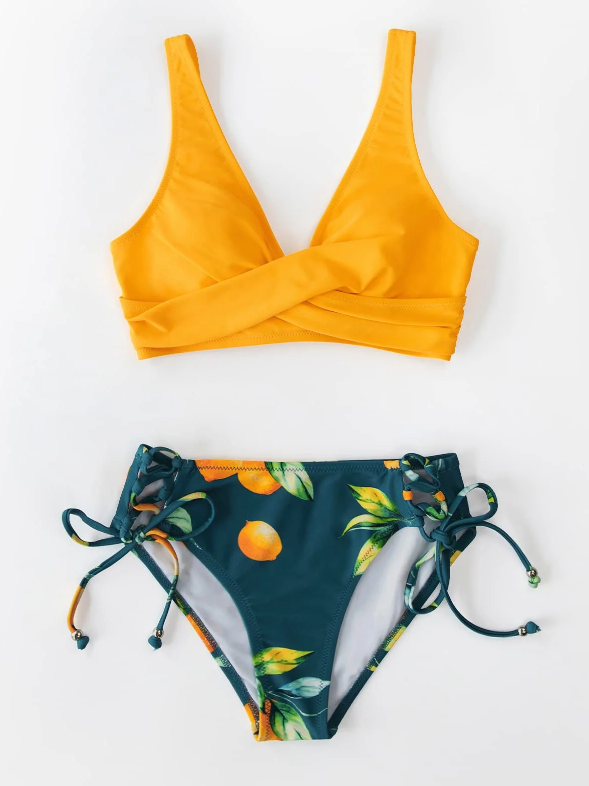 CUPSHE Bikini Push-up Estampado Floral Cuello en V Dos Piezas