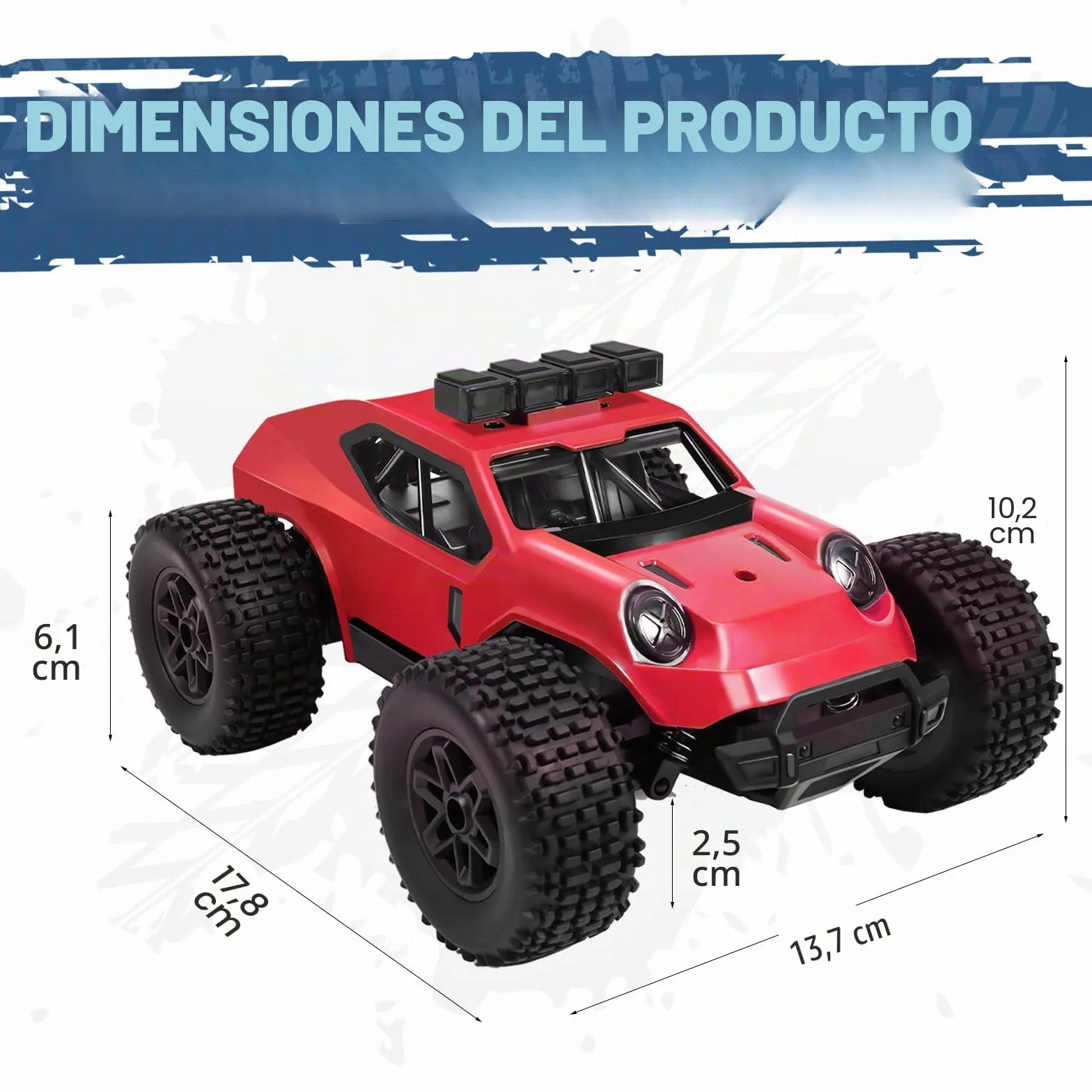 Kizeefun Coche teledirigido, 2,4 GHz 1/20 RC Auto Todoterreno 20 km/h Todos los terrenos, Juguete eléctrico, Coche Todoterreno RC con 2 baterías de reproducción y Faros LED Regalo Pascua para niños