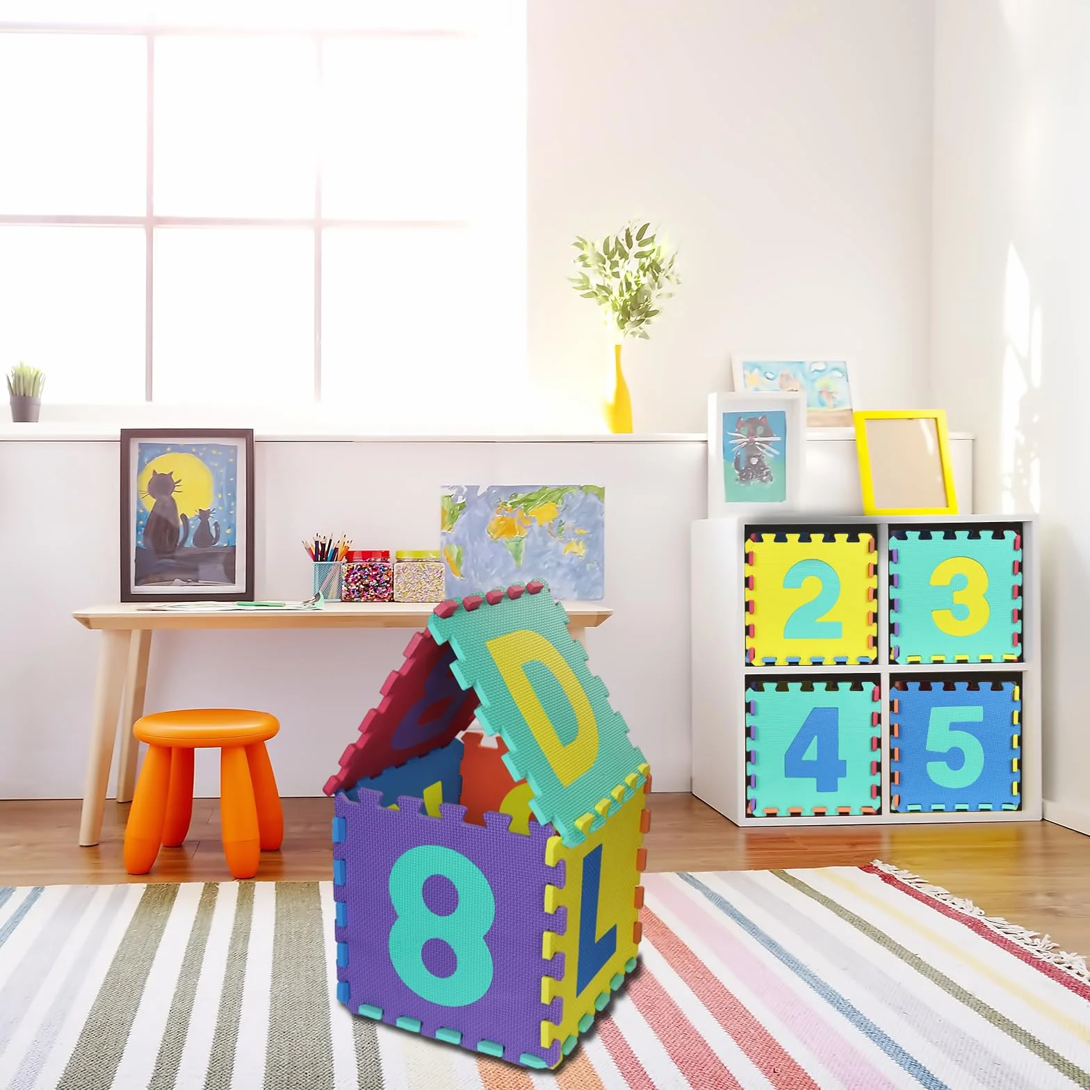 ALPIDEX Alfombra Puzzle Infantil 36 Piezas Goma EVA Letras Números Rompecabezas Colorido