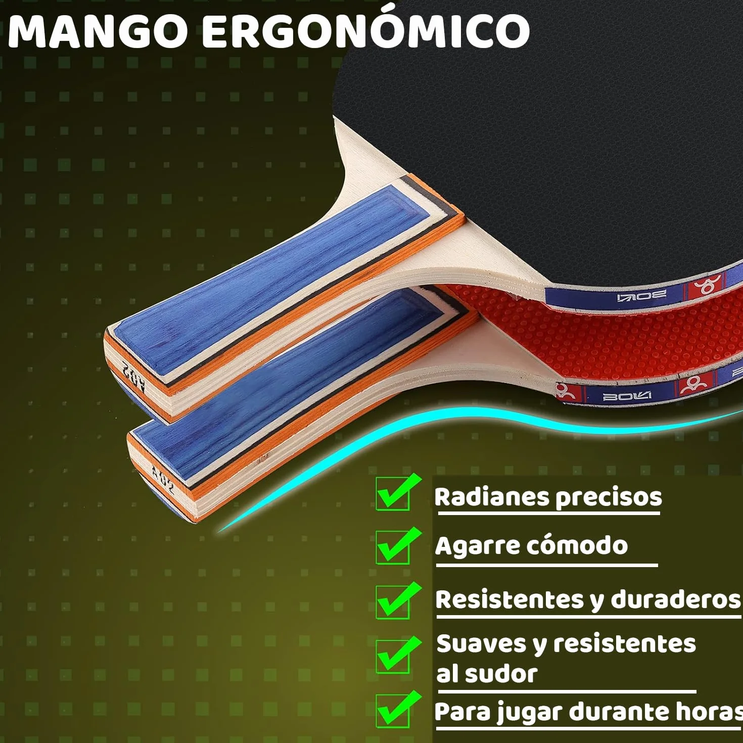 Set de Raquetas de Tenis de Mesa con 2 Raquetas y 3 Pelotas de Ping Pong