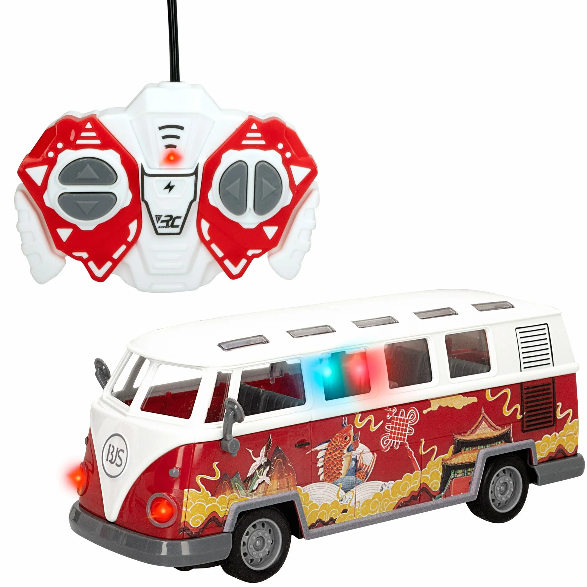 ColorBaby Speed & Go - Autobús teledirigido con Luces de Colores, Bus radiocontrol, Retro, Escala 1:30, Mando 27 MH.z, 5 km/h, 4 Funciones, Coches teledirigidos para niños, 4 años, 47530