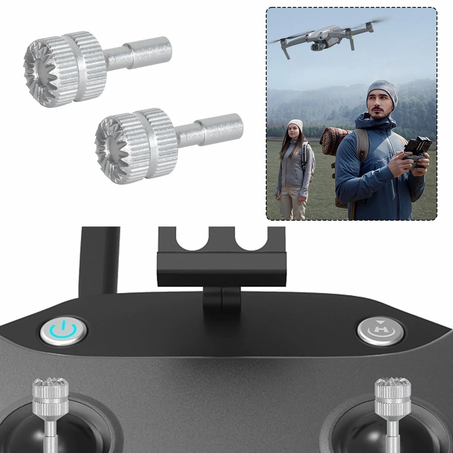 Joystick Mando Compatible para DJI, Palanca DJI RC de Aleación de Aluminio Plateado, Piezas de Repuesto Compatible con RC 1, 2, Air 3, Mini 3 Pro