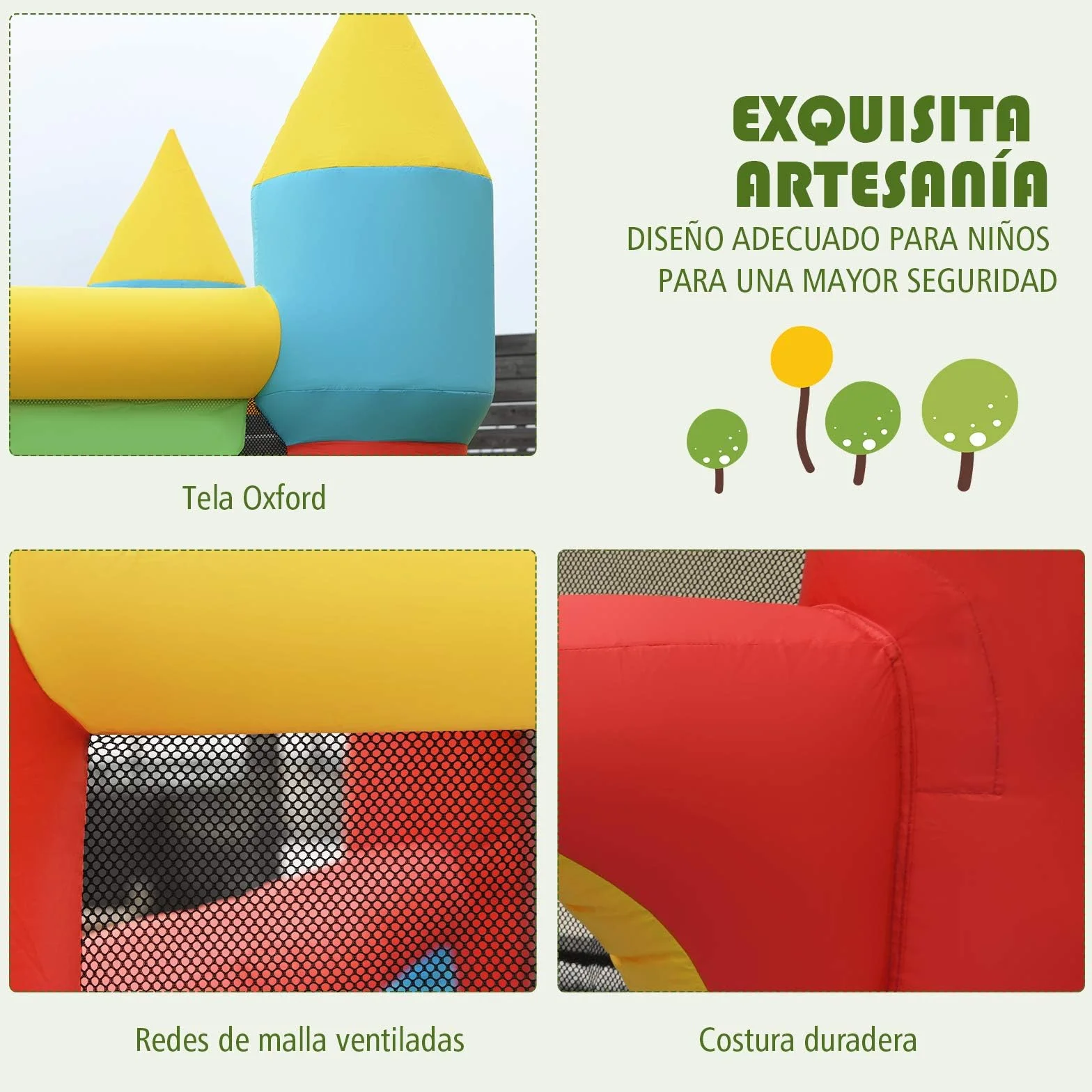 COSTWAY Castillo Hinchable con Tobogán, Castillo Inflable de 301x313x165cm para Niños de 3 a 10 años, con 100 Bolas Oceánicas, Kit de Reparación y Bolsa de Transporte (con Soplador de 480 W)