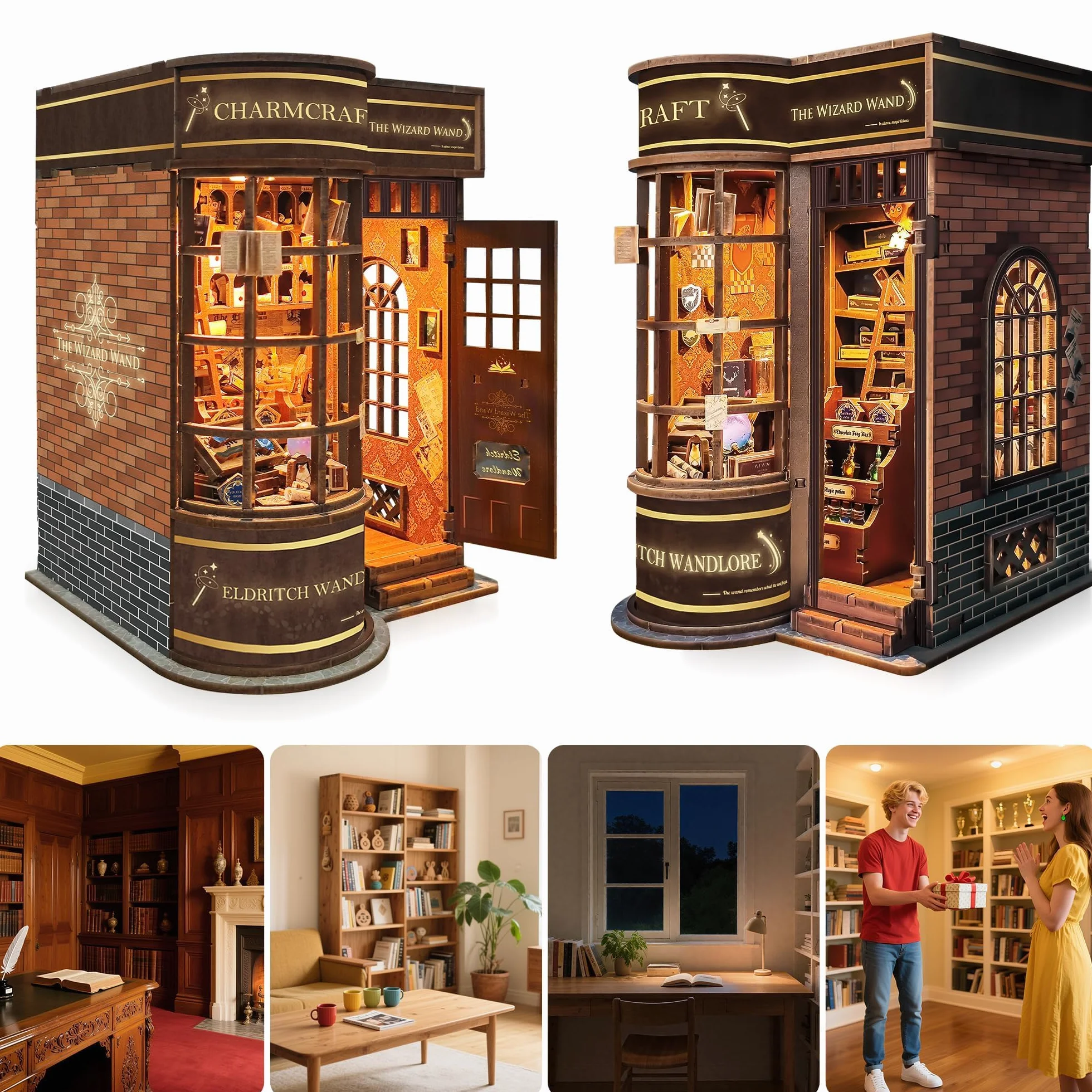 Kit Book Nook Casas en Miniatura con Muebles y Luces LED para Adultos