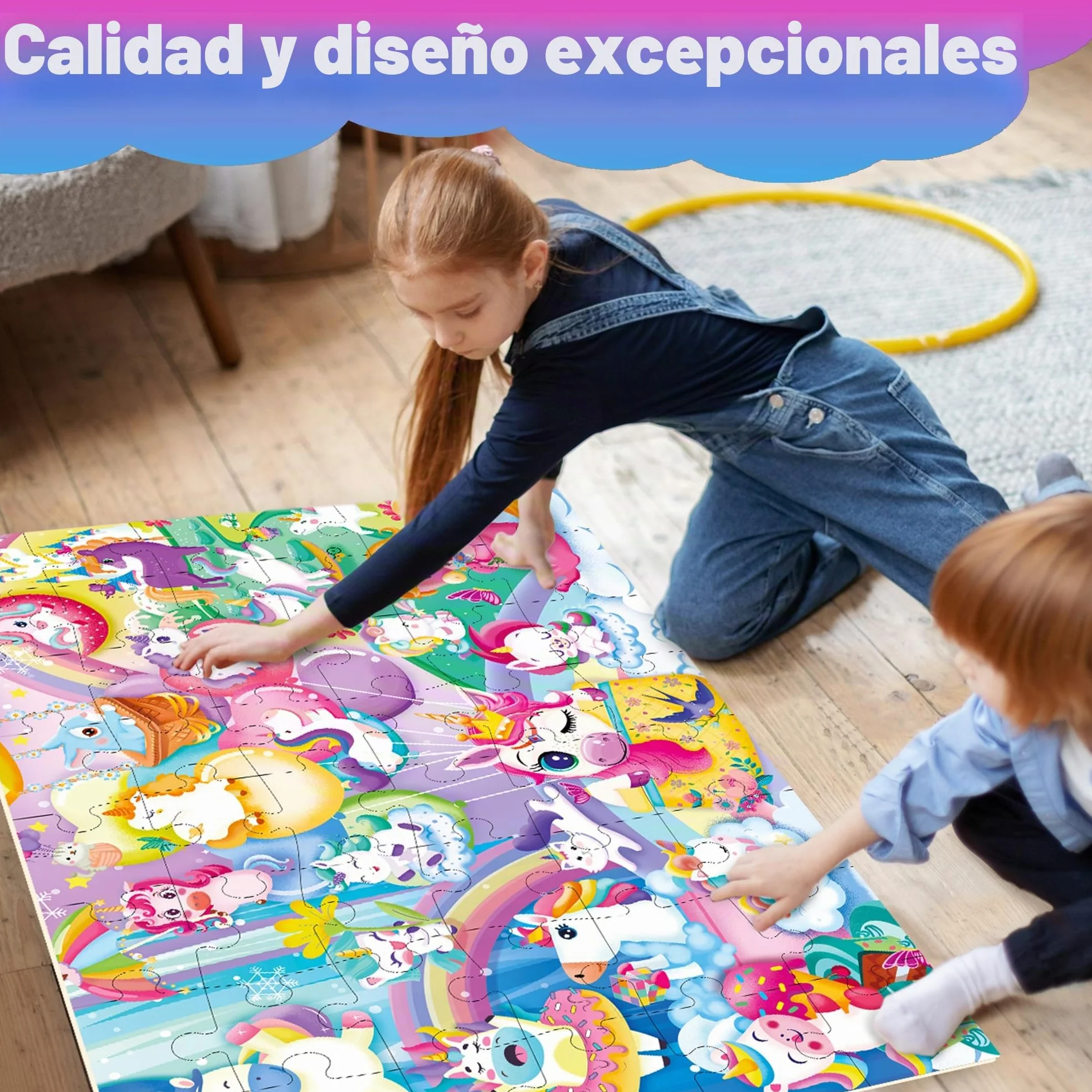 QUOKKA Rompecabezas Gigante De Suelo para Niños De 4 A 6 Años - 60 x 90 cm - Extra Grueso - 48 Piezas -Rompecabezas Infantil De Unicornio para Niños De 3 A 5 Años