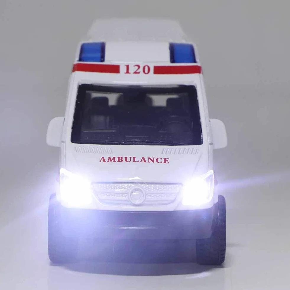 Tnfeeon Coche de Juguete de Ambulancia de Aleación a Escala 1:32, Efectos de Sonido de Luz Interactivos Mejoran Las Habilidades de Coordinación, Construcción Robusta con Bordes Lisos, Ideal para el