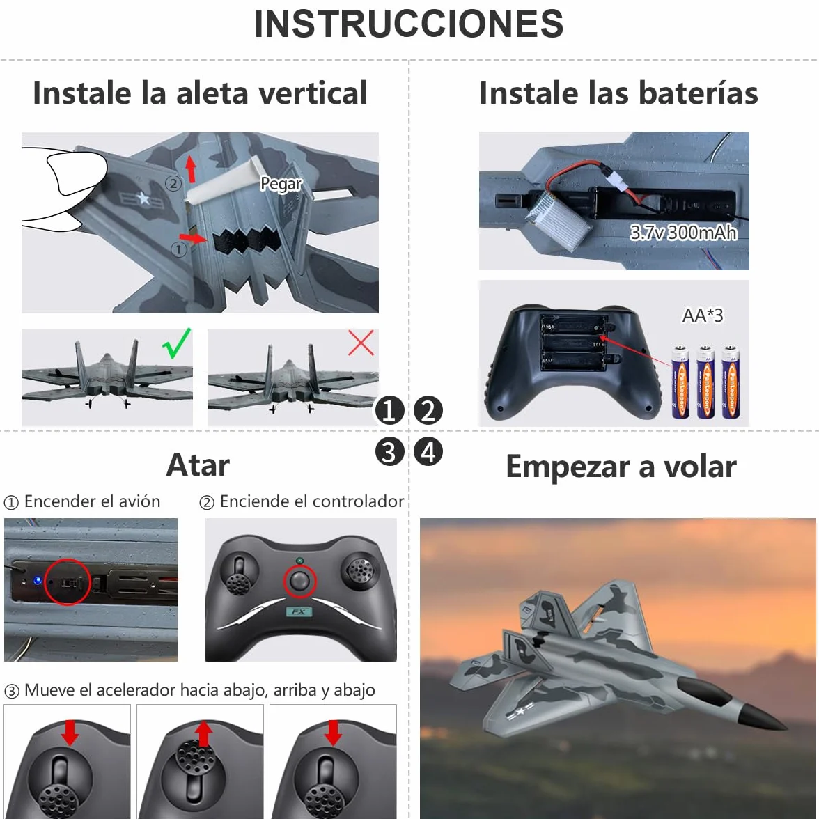 HAWK'S WORK F22 Avión RC 2.4GHz, Control Remoto 2 CH, Fácil de Aprender para Niños y Novatos