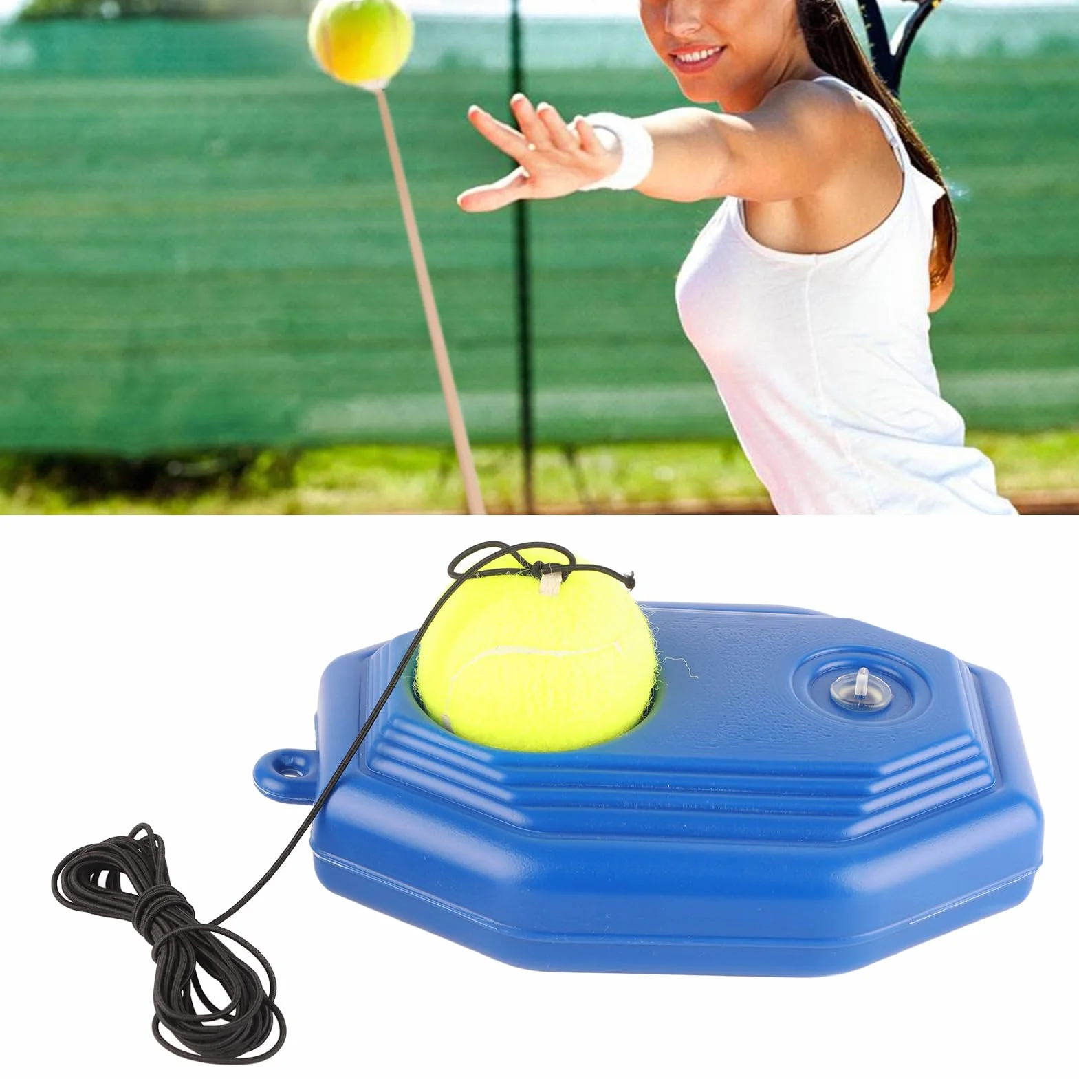 Srliya Juego de Entrenador de Tenis con Cuerda Elástica para Práctica Individual
