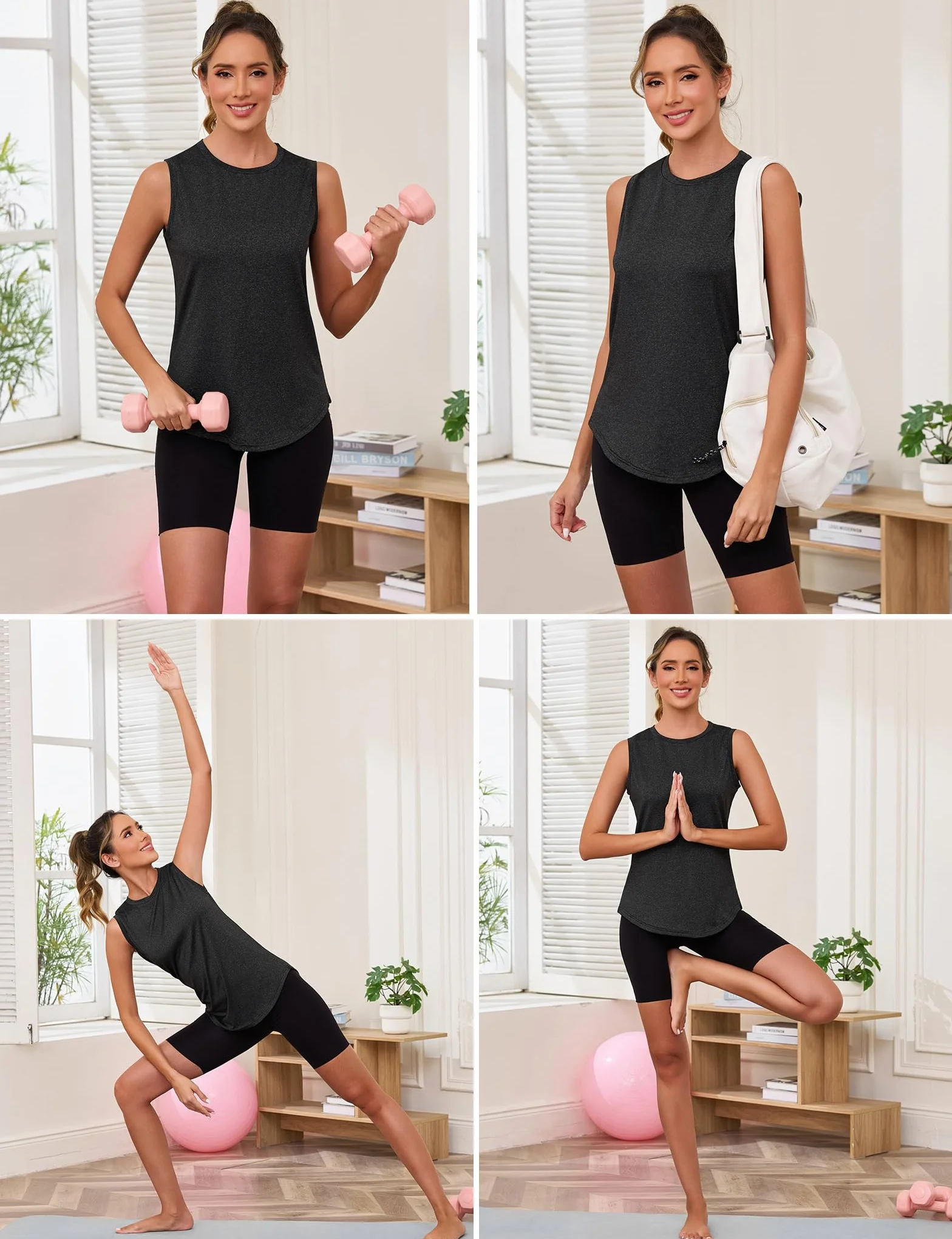 Camiseta de Tirantes Deporte Mujer Sin Mangas Cuello Redondo Racerback Top Ligera