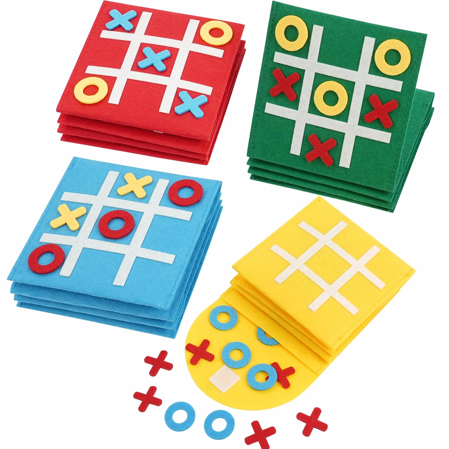 Tres en Raya Niños Animales Pack 16, Mini Juego de Mesa de Fieltro, Regalos Alumnos Primaria, Detalles Cumpleaños Niños, Juego de Viaje, Multicolor
