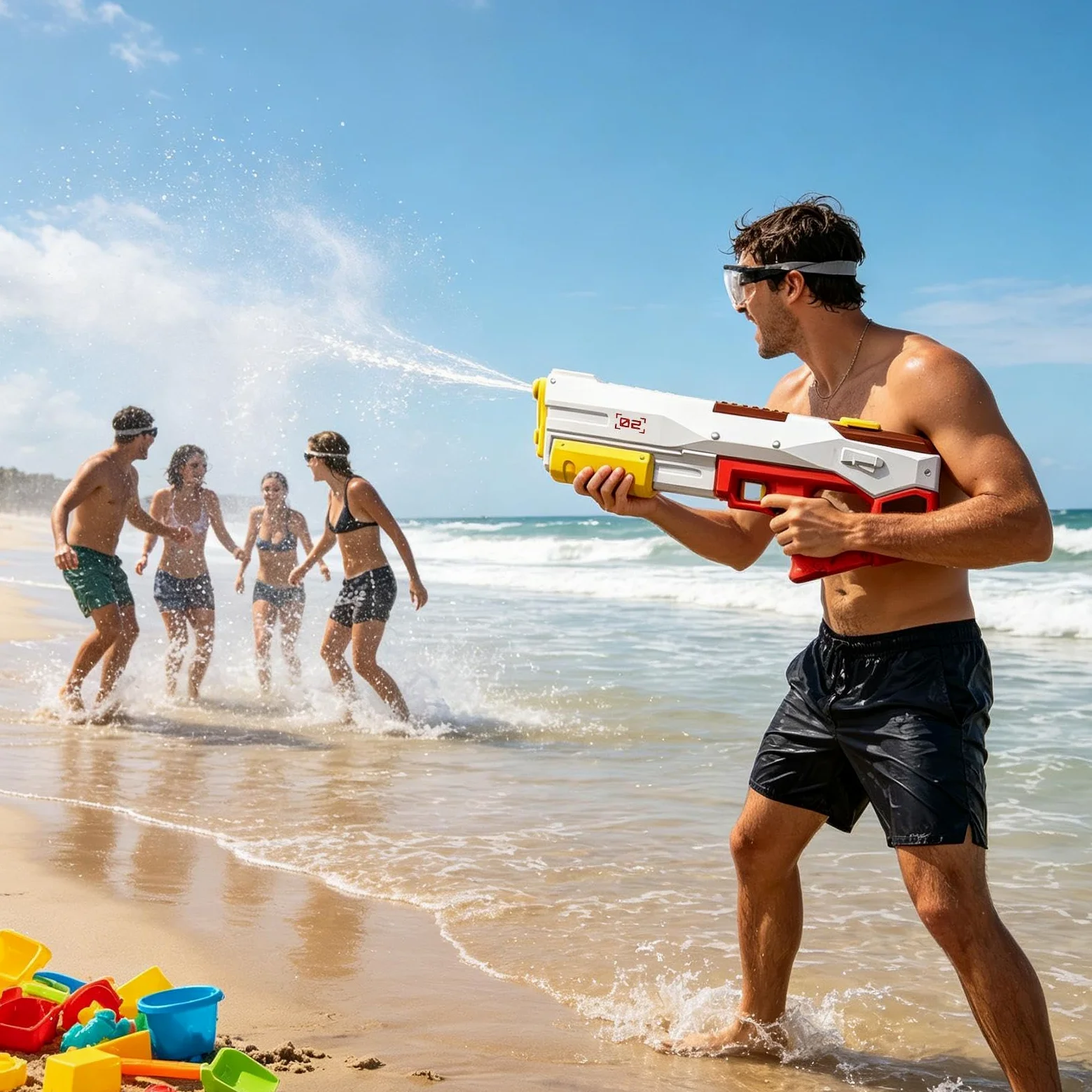 Pistola de pulverización de agua para niños Salpicadura de agua eléctrica con grande | Jeringa eléctrica para niños para jardín, piscina, viajes, vacaciones, parque, césped, camping, así