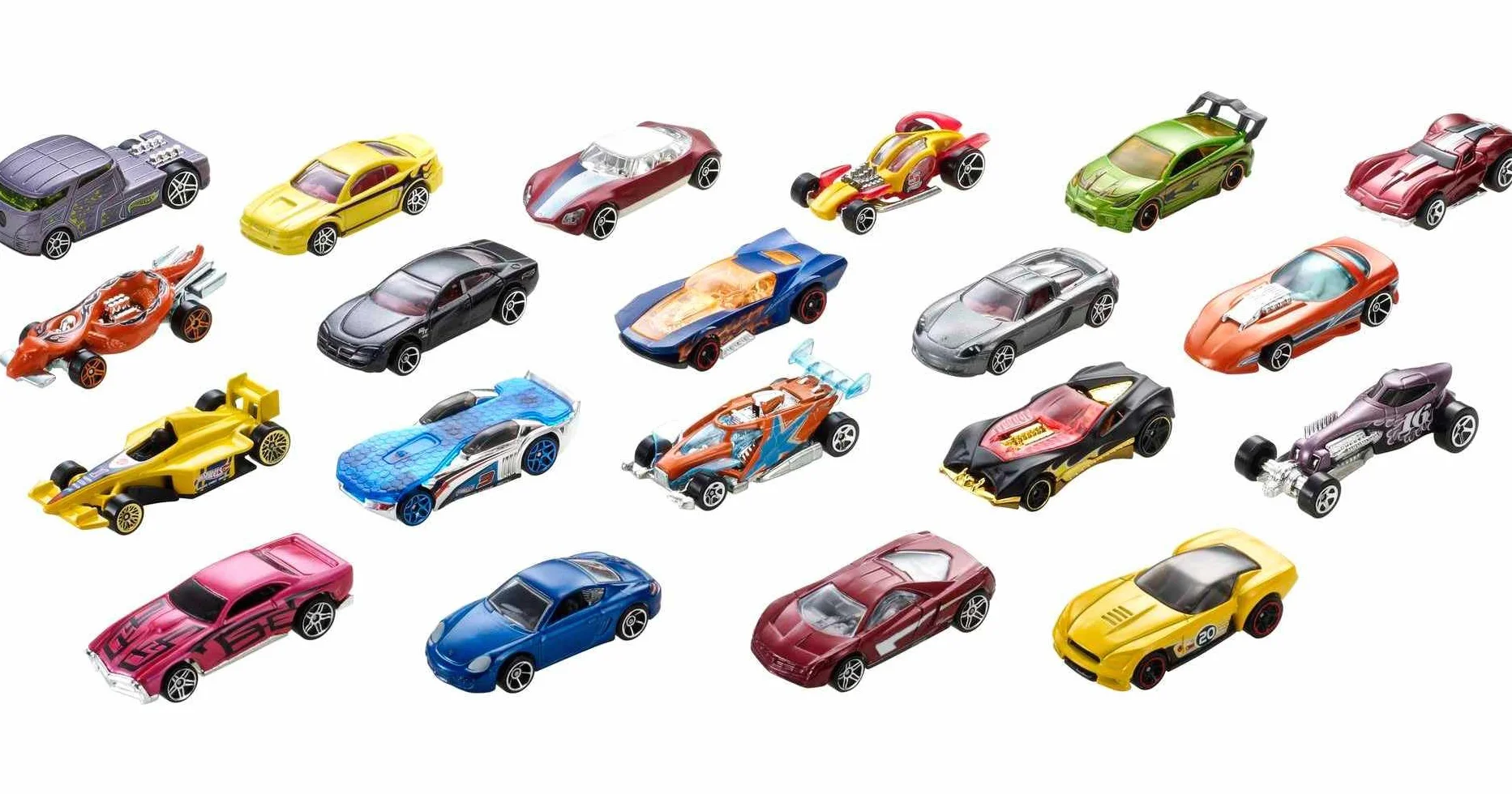 Hot Wheels - Pack De 20 Coches de Juguetes (Modelos Surtidos, selección aleatoria), Escala 1:64 con Detalles realistas, DXY59