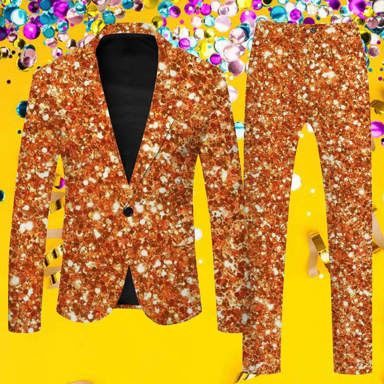 Generisch Disfraz de carnaval para hombre, carnaval 3D, estampado digital, juego de traje ligero de negocios, chaqueta y pantalones
