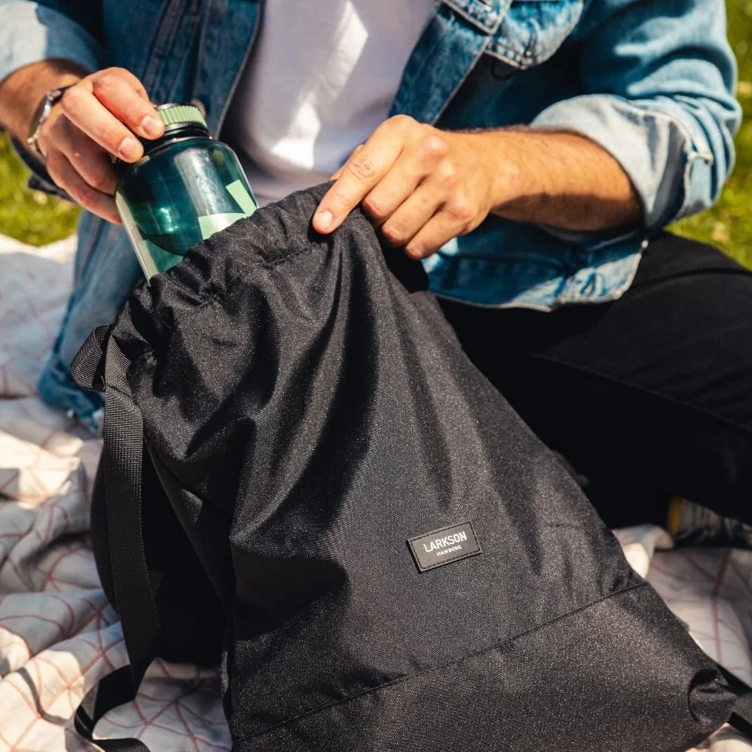LARKSON Bolso de Deporte para Hombre y Mujer Verde Menta - Mochila pequeña de tela para el Gimnasio - Material reciclado