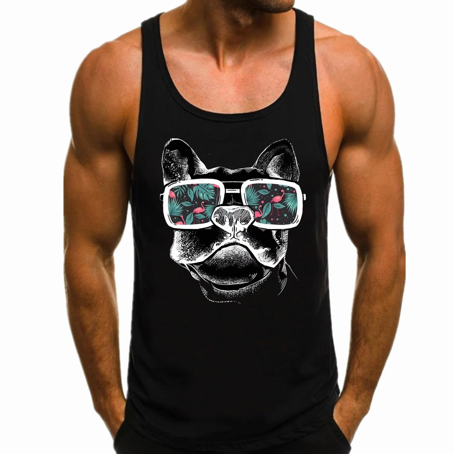 HOTCAT Camiseta sin mangas para hombre diseño oso panda gafas de sol estilo callejero