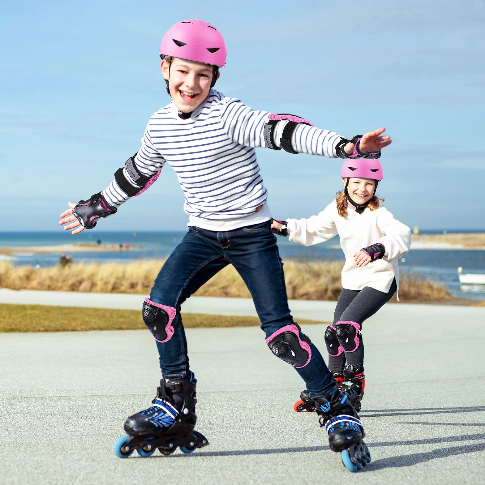 Rodilleras y Coderas para Patines en Linea, Ciclismo para Niña y Niño