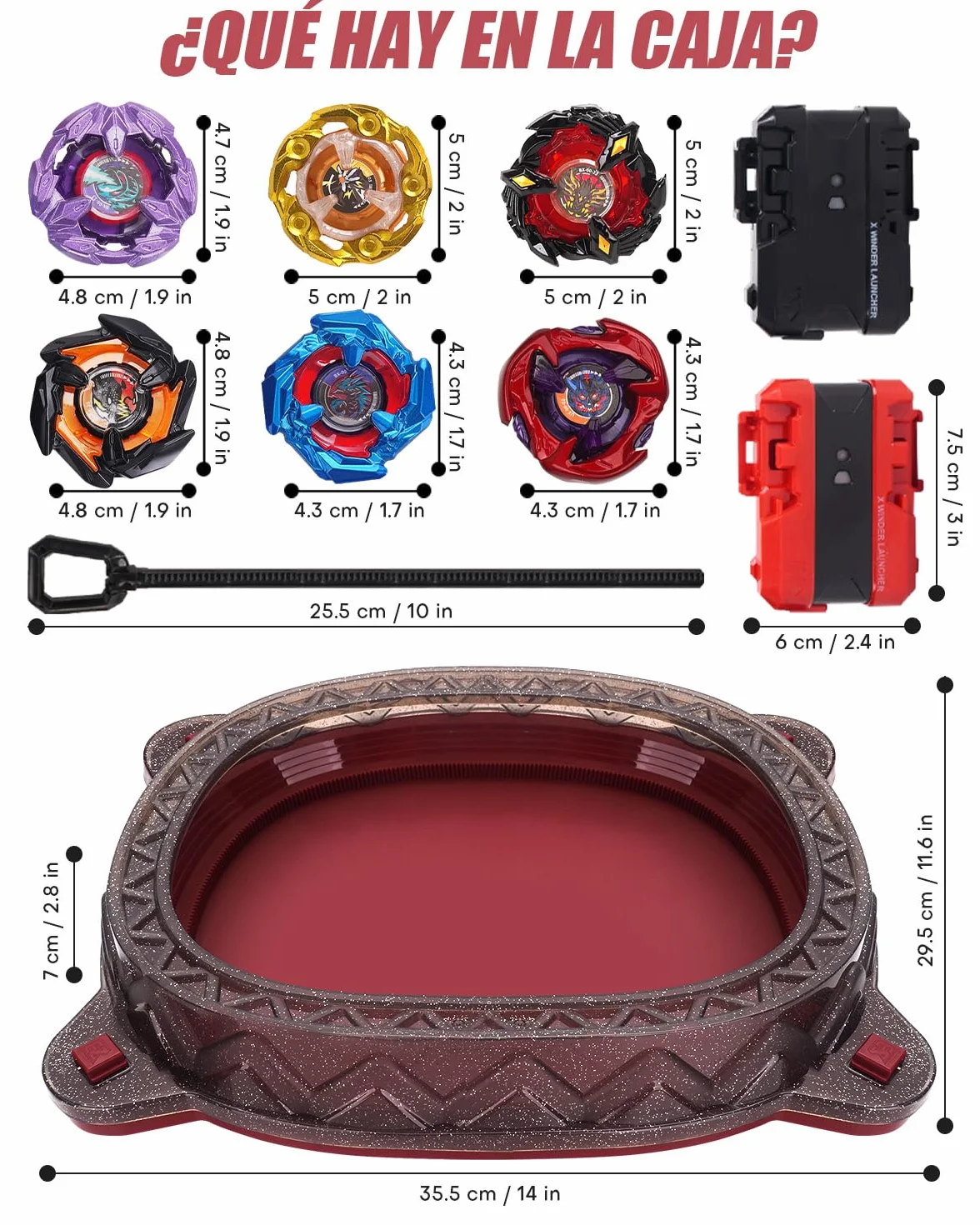 Kit de Inicio X Stadium – con 6 X Tops, 2 Lanzadores & Arena. Set de Batalla Competitiva para Niños Desde 6 años