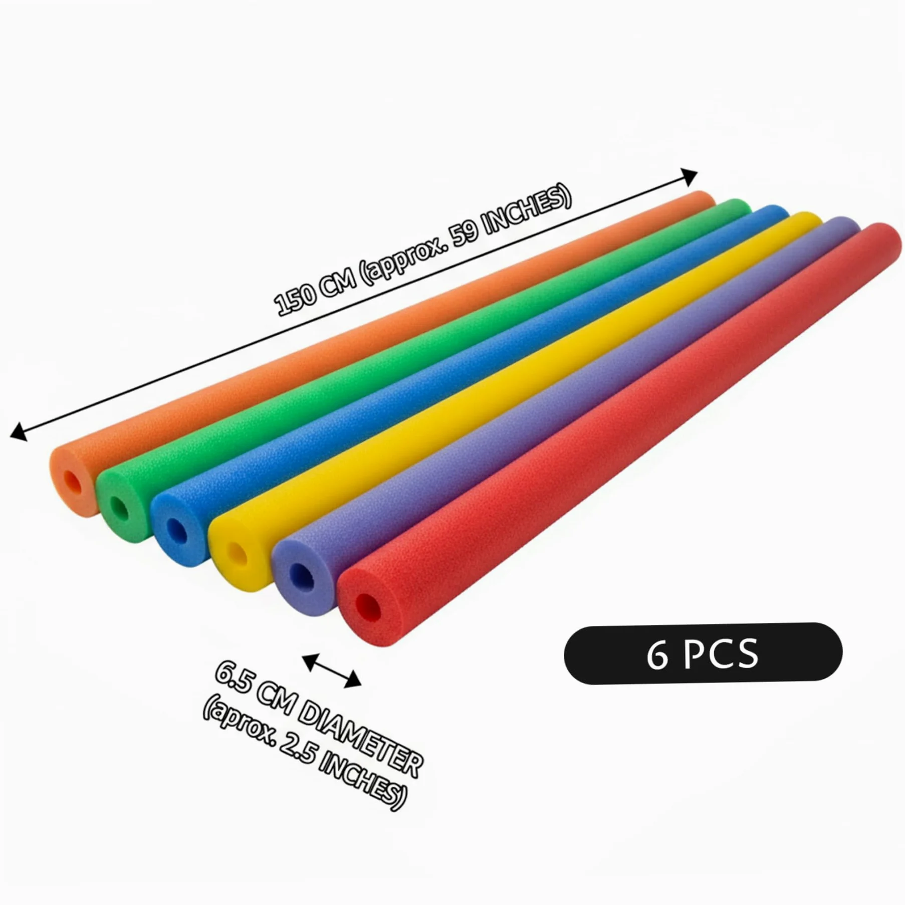 Paquete de 6 Fideos de Espuma para Piscina, Fideos de natación de 59 Pulgadas para Juegos acuáticos y flotadores de Piscina, 6 Colores