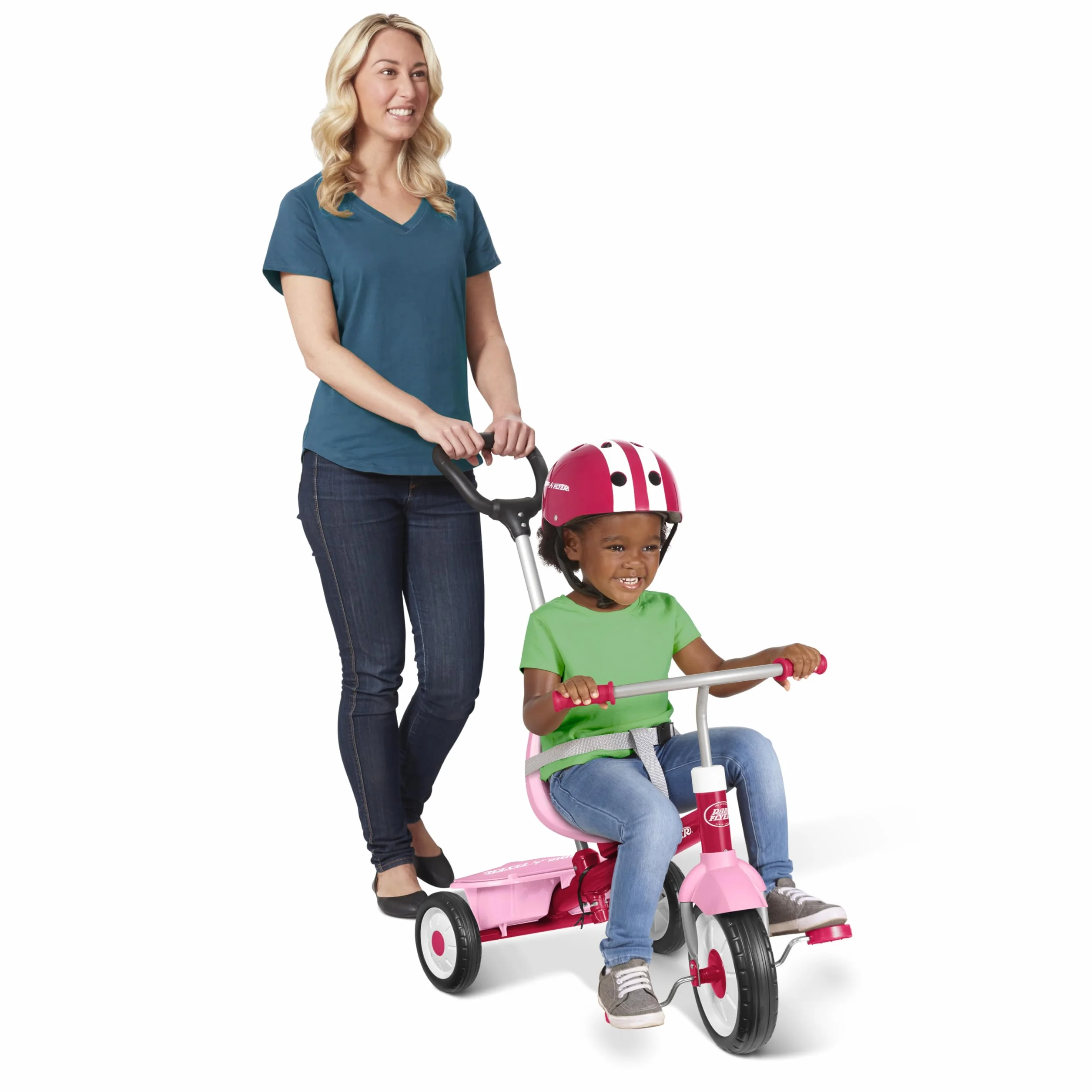 Radio Flyer 3 en 1 Triciclo Stroll 'N Trike, Triciclo Rosa para niños pequeños de 1,5 a 5 años