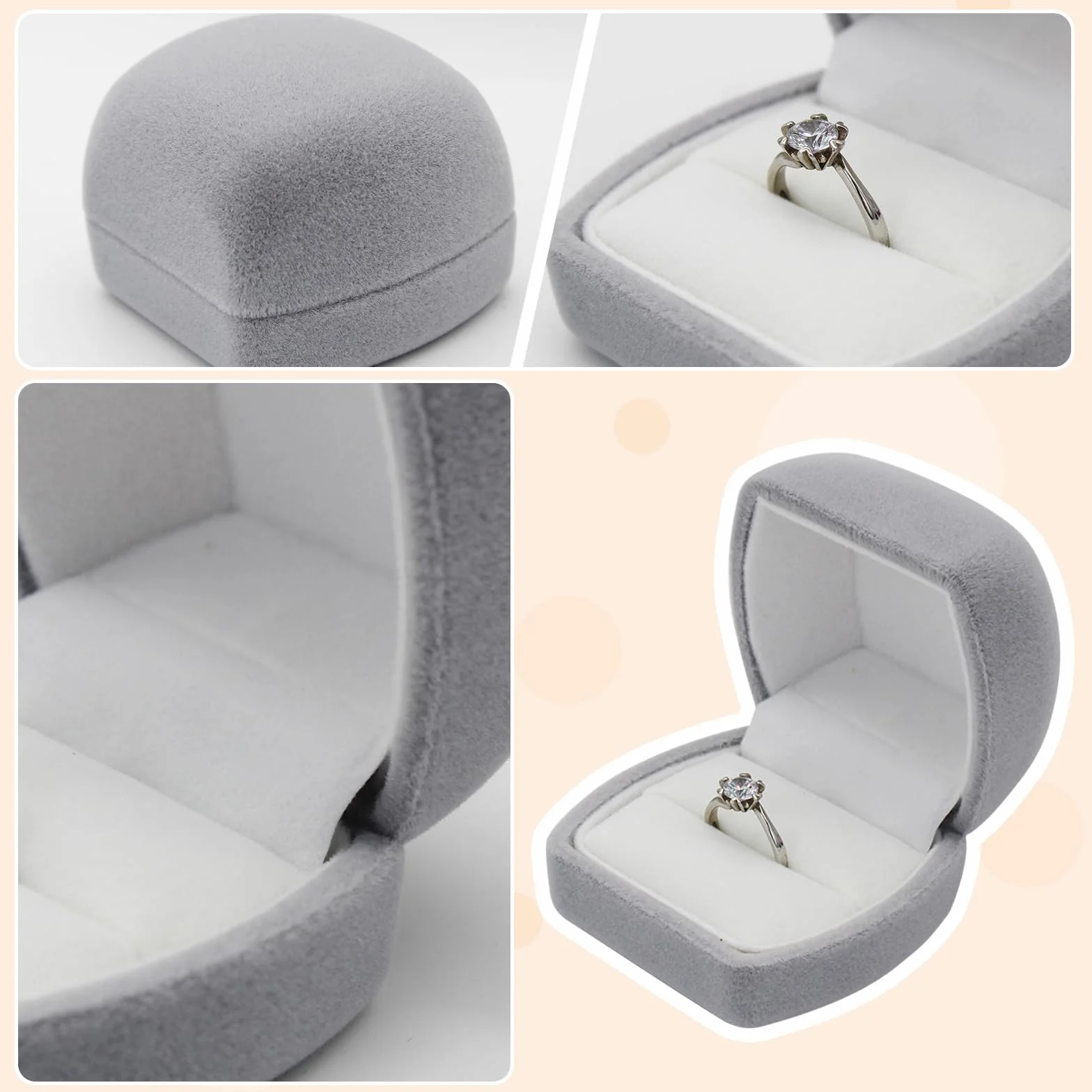 FuninCrea Caja de Anillos, Caja de Joyería de Terciopelo para Anillos para Boda Propuesta Compromiso, Caja Anillo Compromiso Pequeño Cajas de Almacenamiento de Anillos para Collares Pendientes