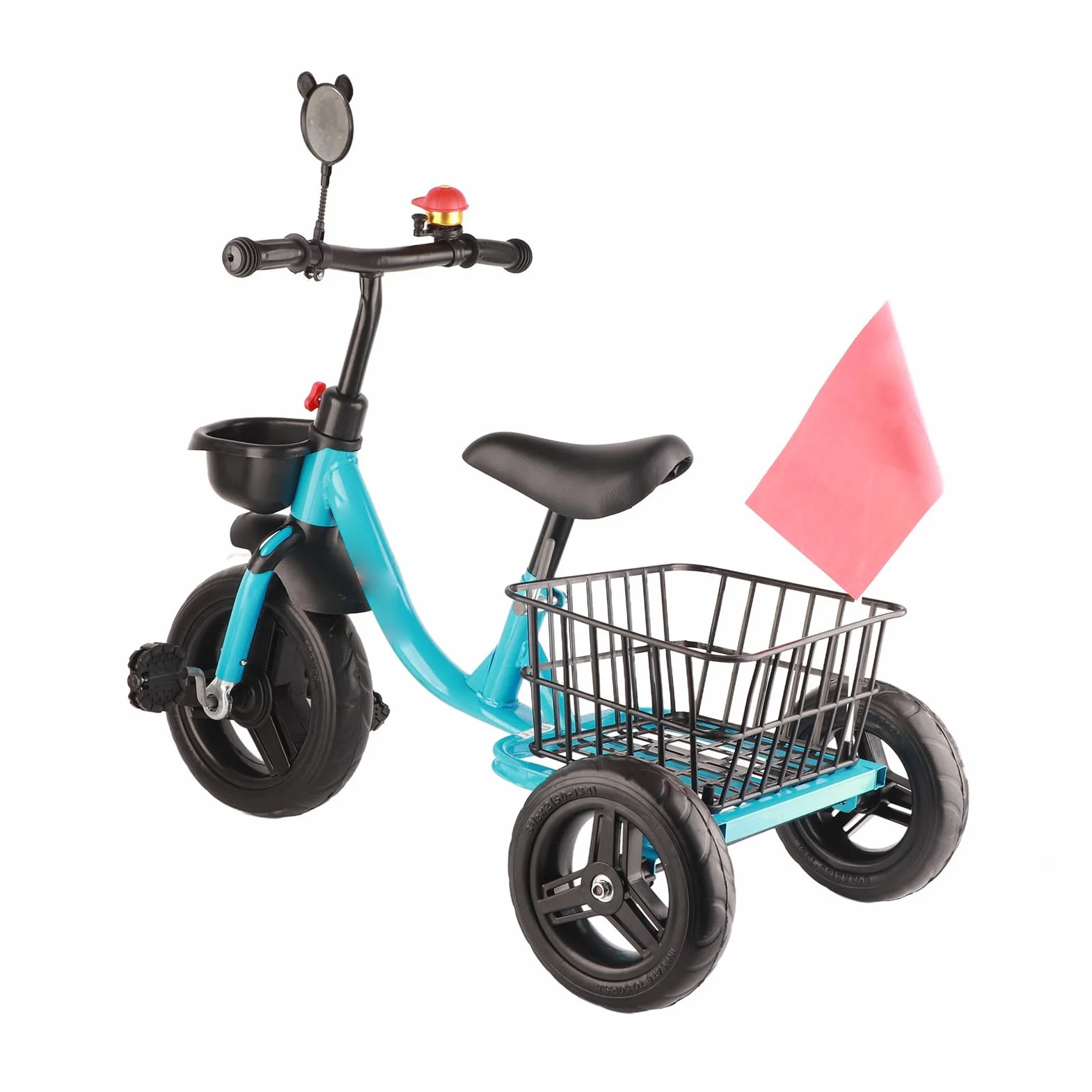 Triciclo para Niños con Cestas de Almacenamiento Delanteras y Traseras, Diseño Bonito y Cómodo para Niños de 2 a 6 Años, Material Metálico (Azul)