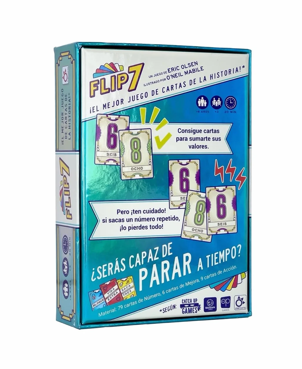 Mercurio - Flip 7 | Juego de Cartas Estratégico y Divertido | Reta tu Suerte y Tu Astucia | para Adultos y Niños +8 Años | Ideal para Fiestas, Familia y Amigos | 20 Minutos de Diversión
