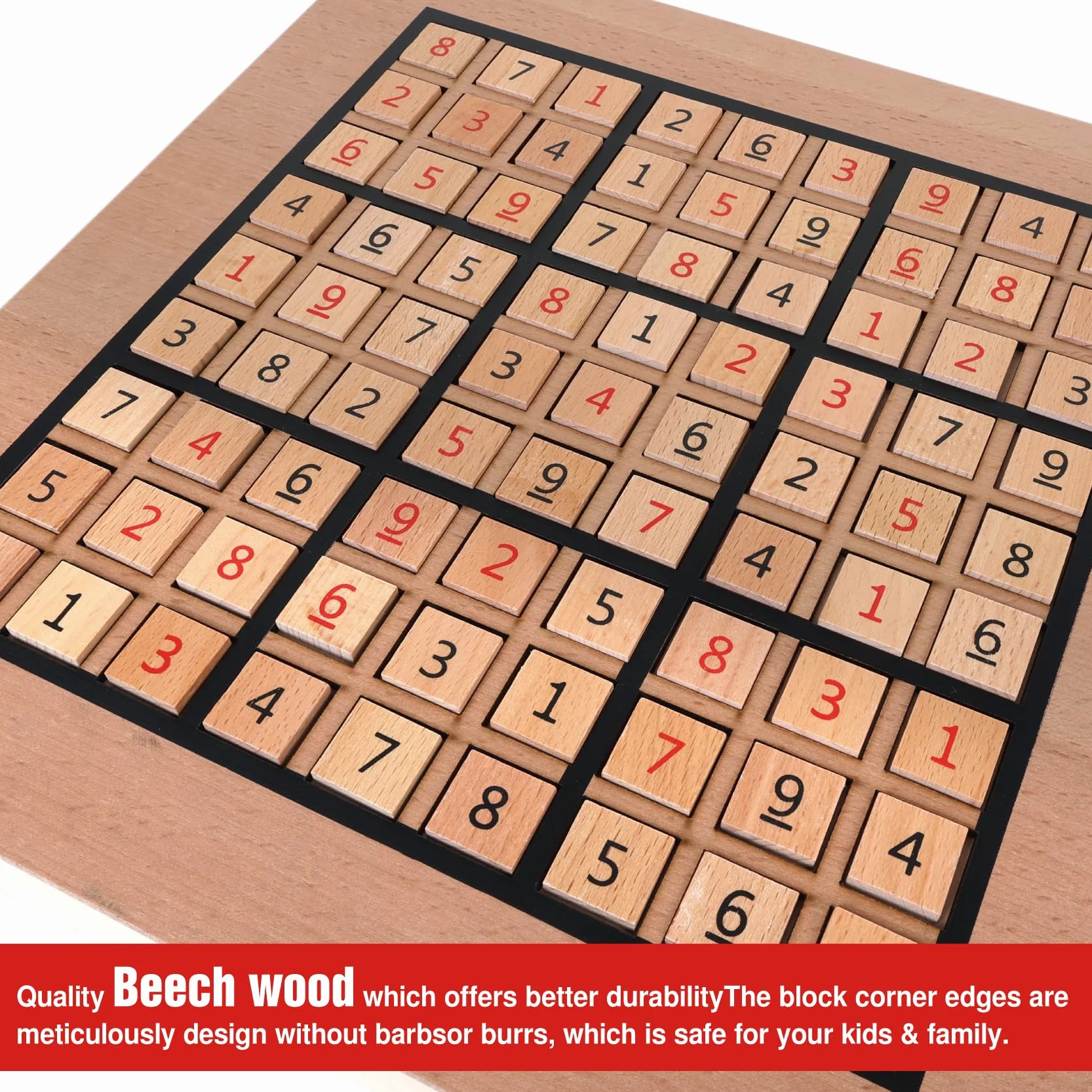 Juego de Sudoku de Madera con 90 Fichas de Números Grandes y 2 Cajones
