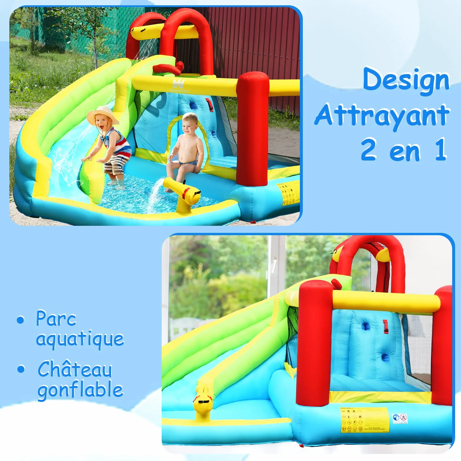GOPLUS Castillo Hinchable para Niños, Hinchable Grande con Piscina, y Tobogán para Fiesta del Agua de Verano, Adecuado de 3 a 10 Años, ‎‎325 x 310 x 225 cm