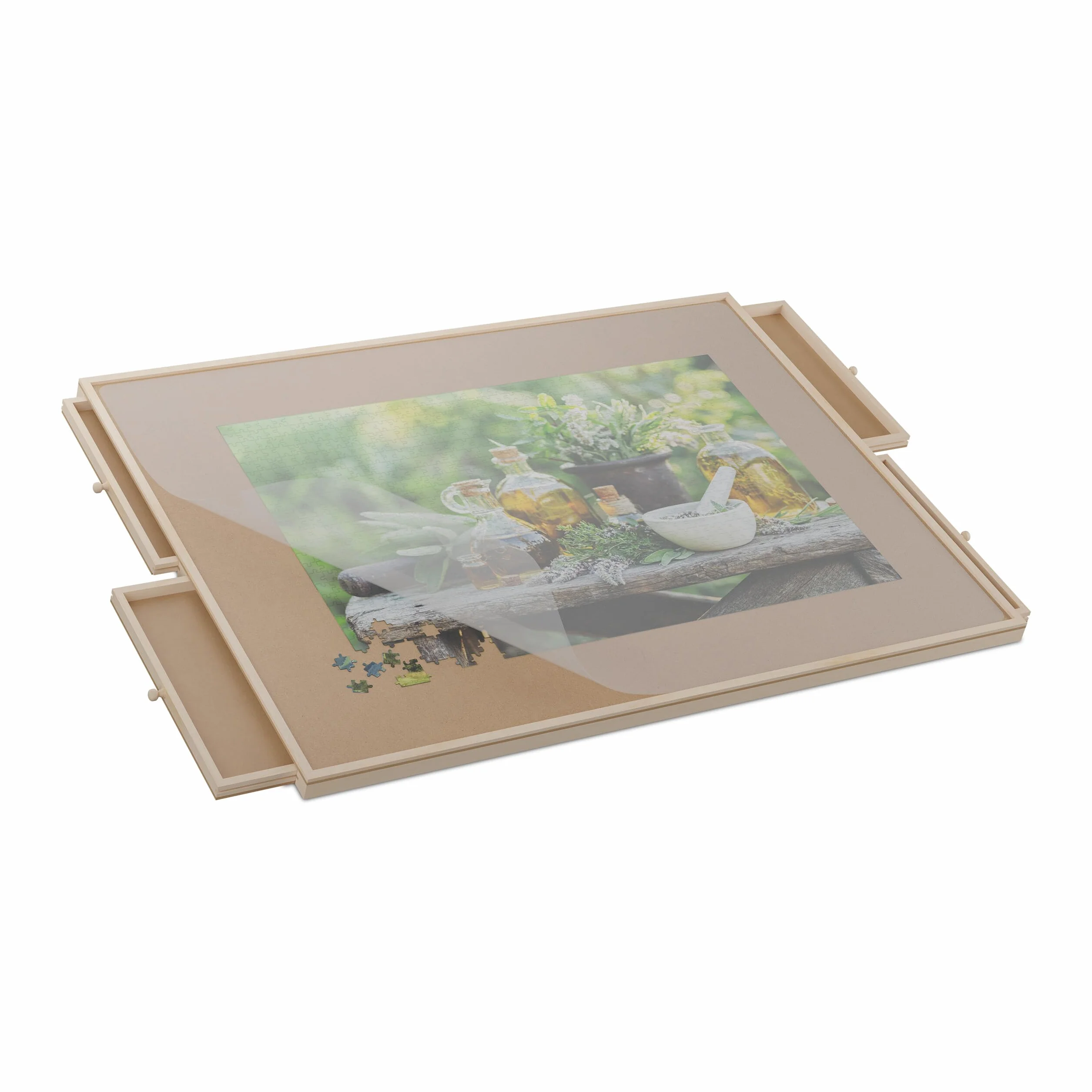 Relaxdays Tablero para Puzzles con 4 Cajones, Organizador Rompecabezas de 1500 Piezas, Giratorio, Inclinable