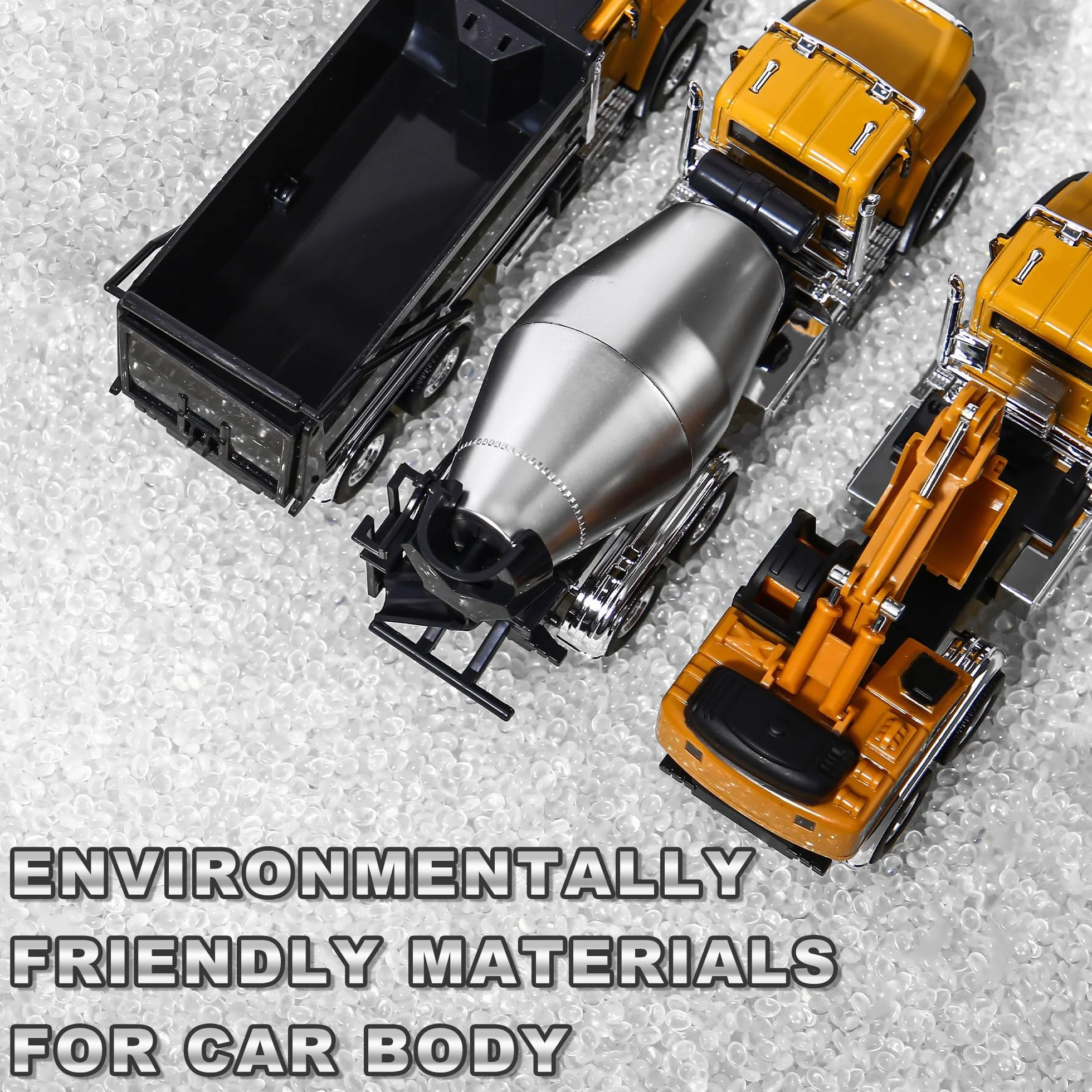 AIUAZA 1/50 Ratio Die-Casting Engineering Construction Vehicle, Mixer Truck, Alloy Collection Model Car, Boy's Door Opening Pull Back Car Toy (Excavator)