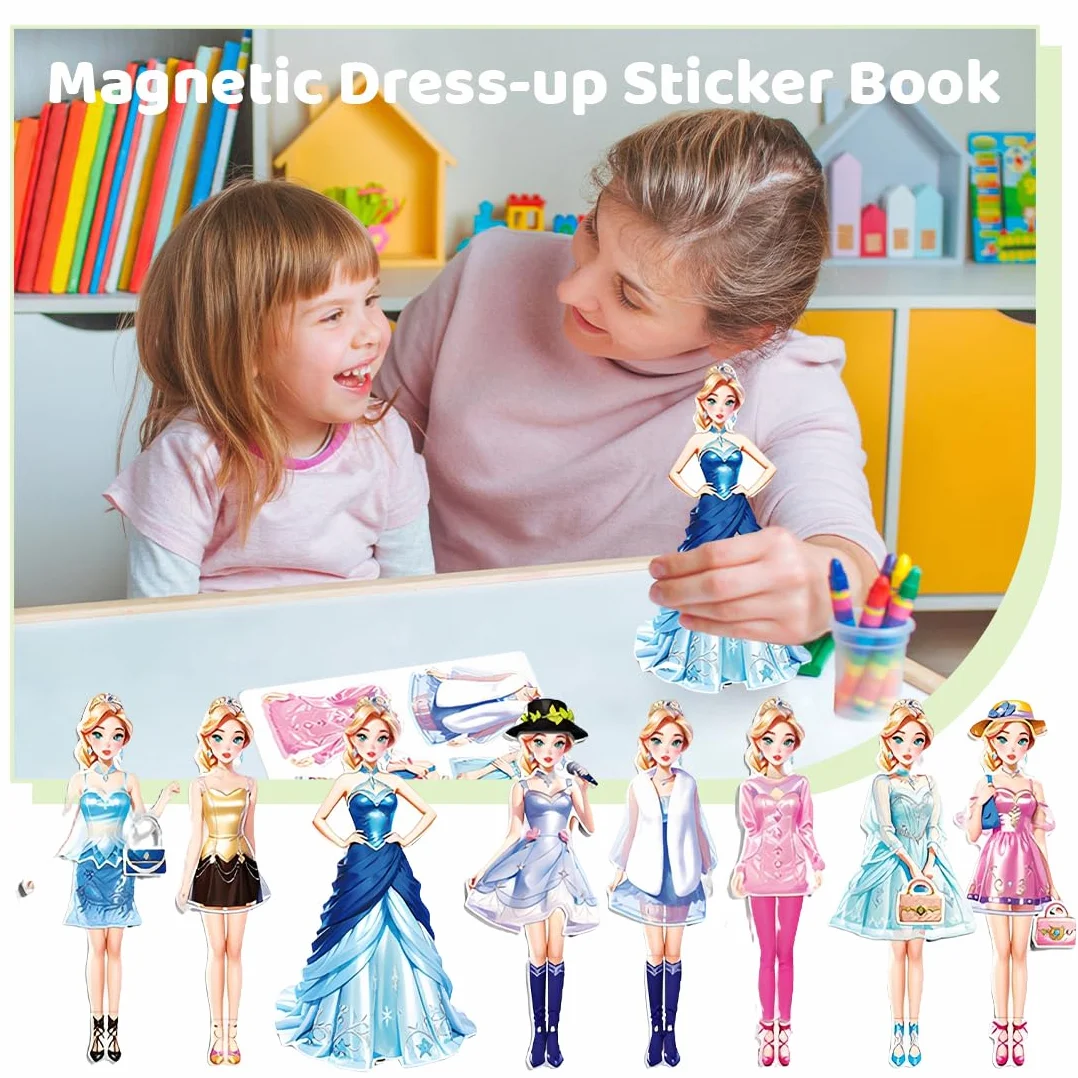 Muñecas de Vestir Magnéticas Muñeca de Papel de Vestir de Princesa Juguete de Juego de Viaje de Simulación y Juego Muñeca de Portátil para Vestir Princesas Regalo para Niña (Lea)